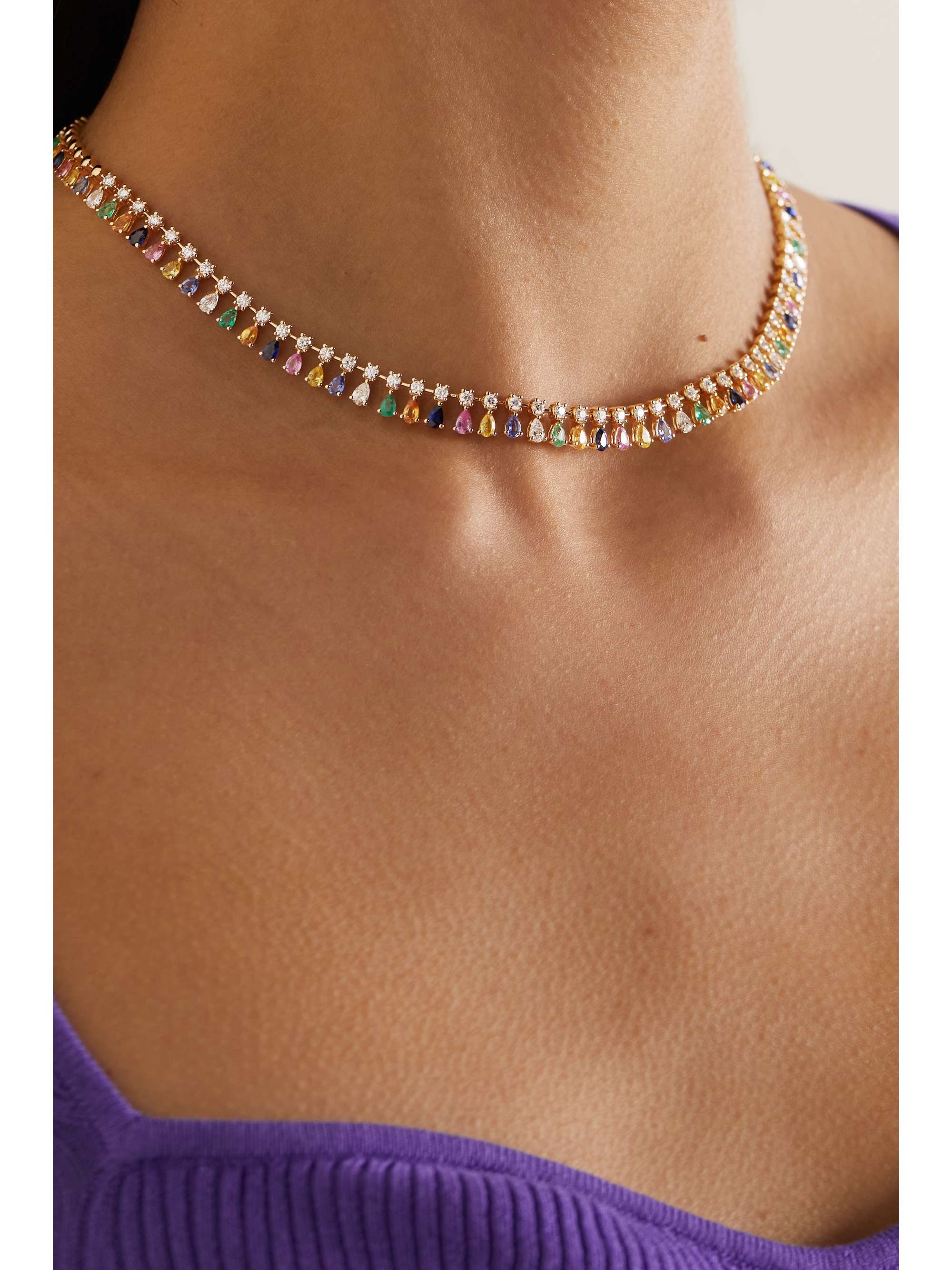 ANITA KO 18-karat gold multi-stone necklace