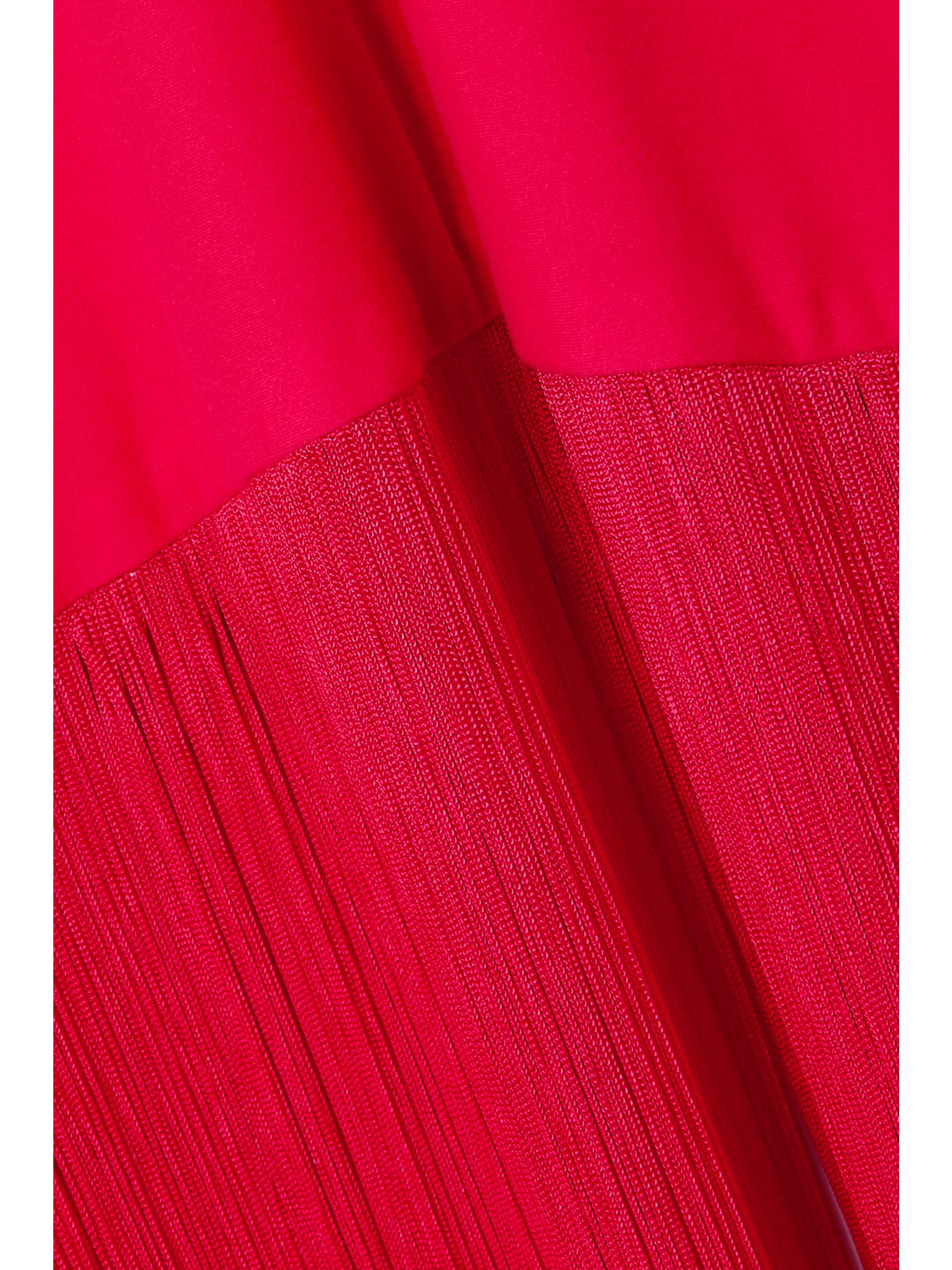 LESLIE AMON Sol cutout fringed stretch-jersey halterneck midi dress