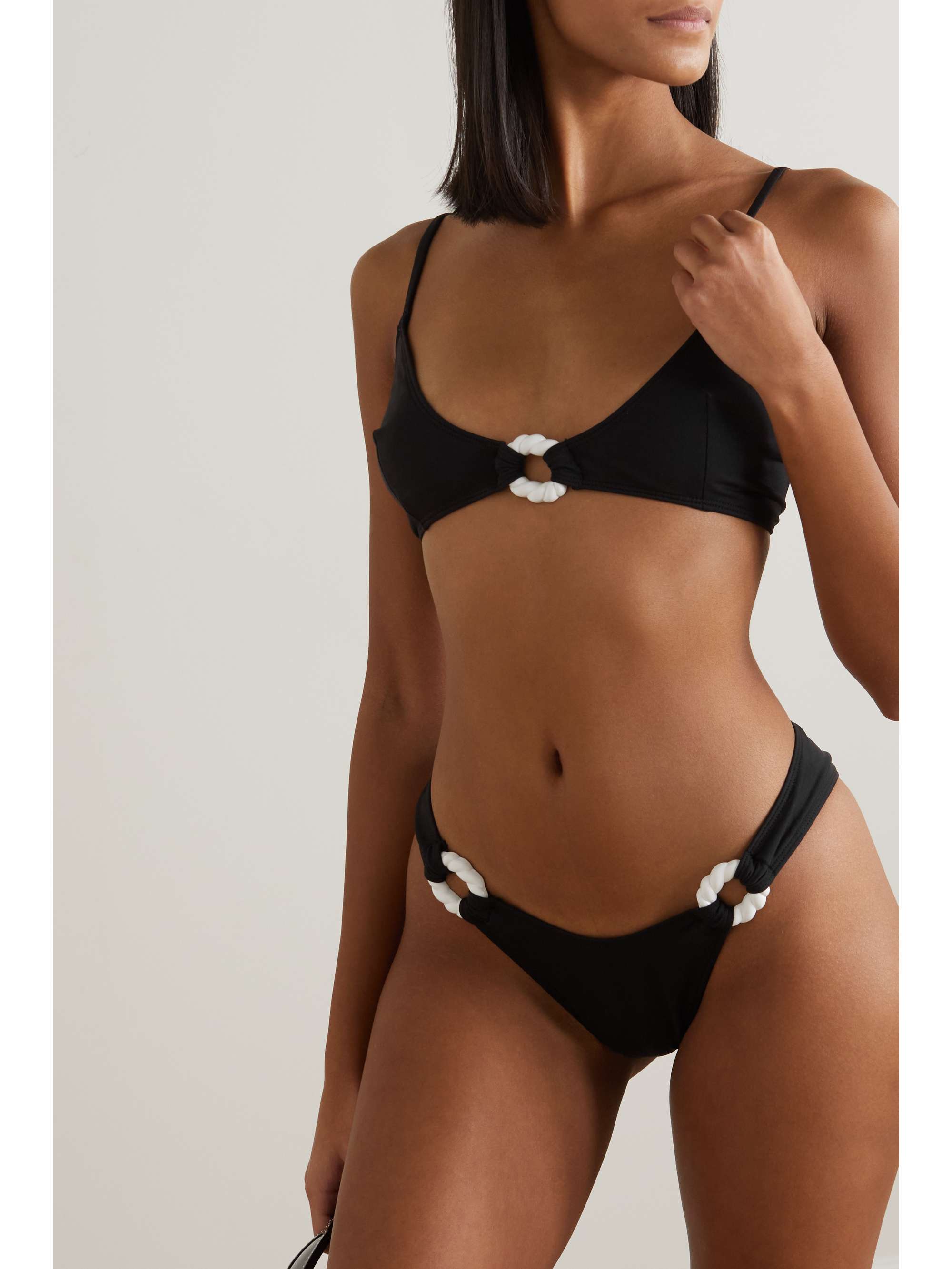 LESLIE AMON Poupy embellished jersey bikini briefs