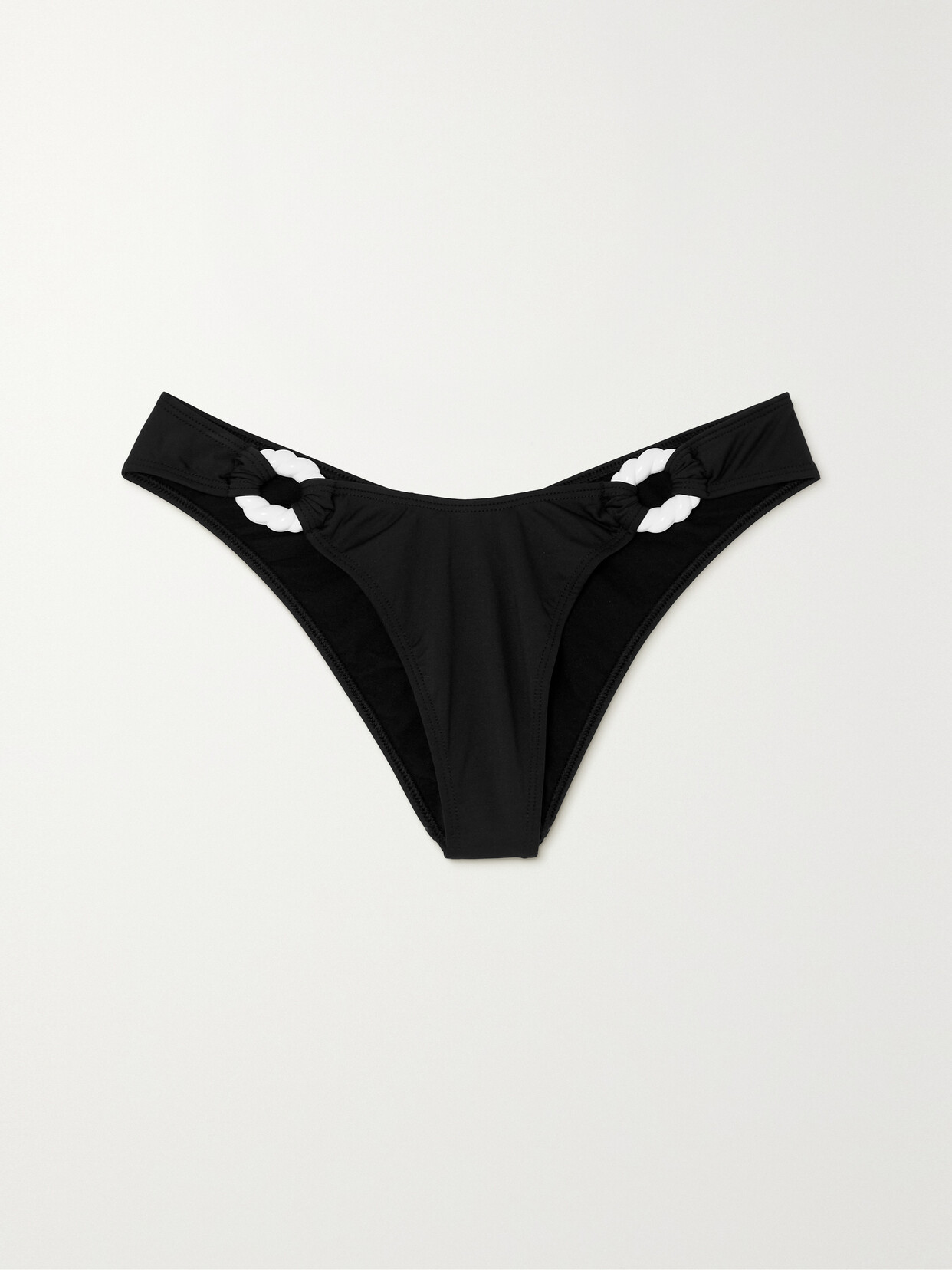 Leslie Amon - Poupy Embellished Jersey Bikini Briefs - Black