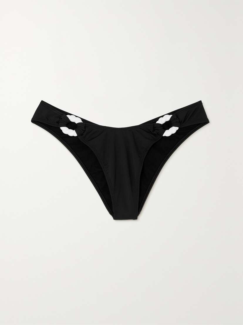 Leslie Amon Poupy Embellished Jersey Bikini Briefs