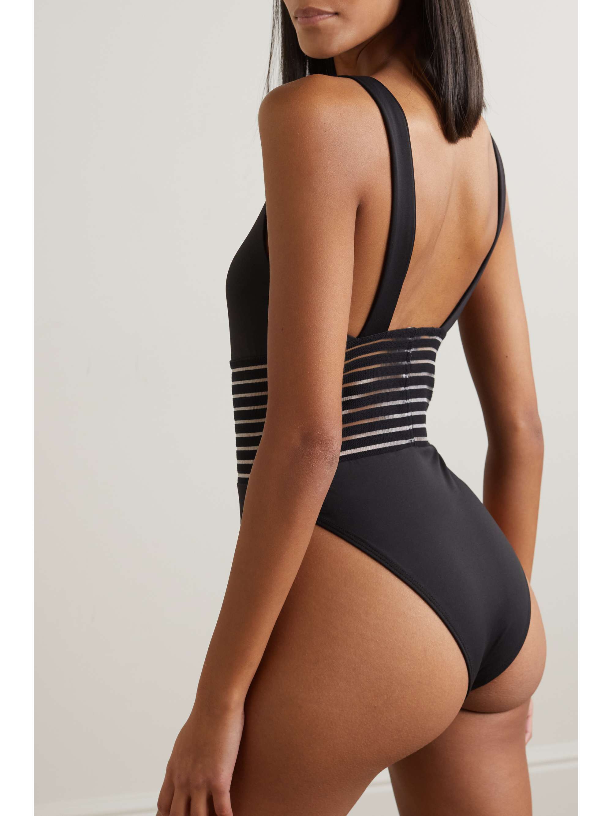 LESLIE AMON Maillot de bain à rayures et à découpes