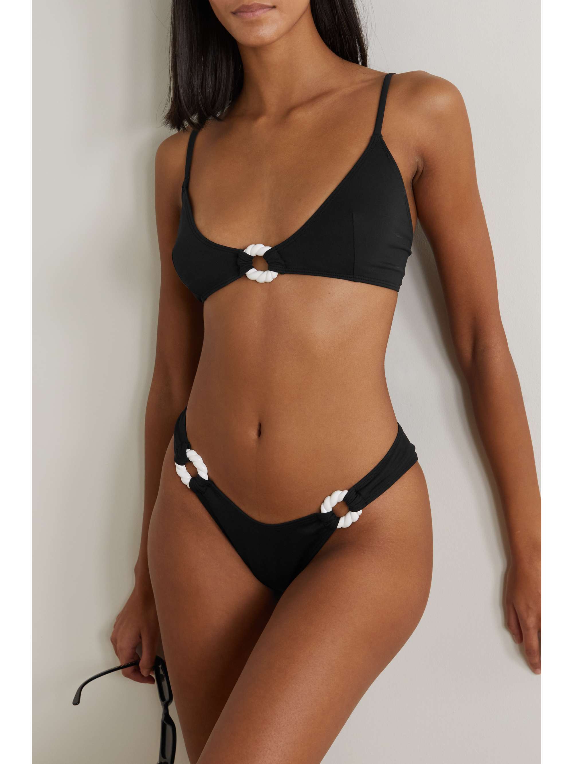 LESLIE AMON Poupy embellished triangle bikini top