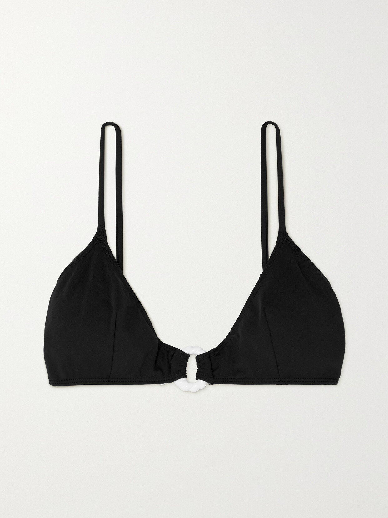 Leslie Amon Poupy Embellished Triangle Bikini Top - Black