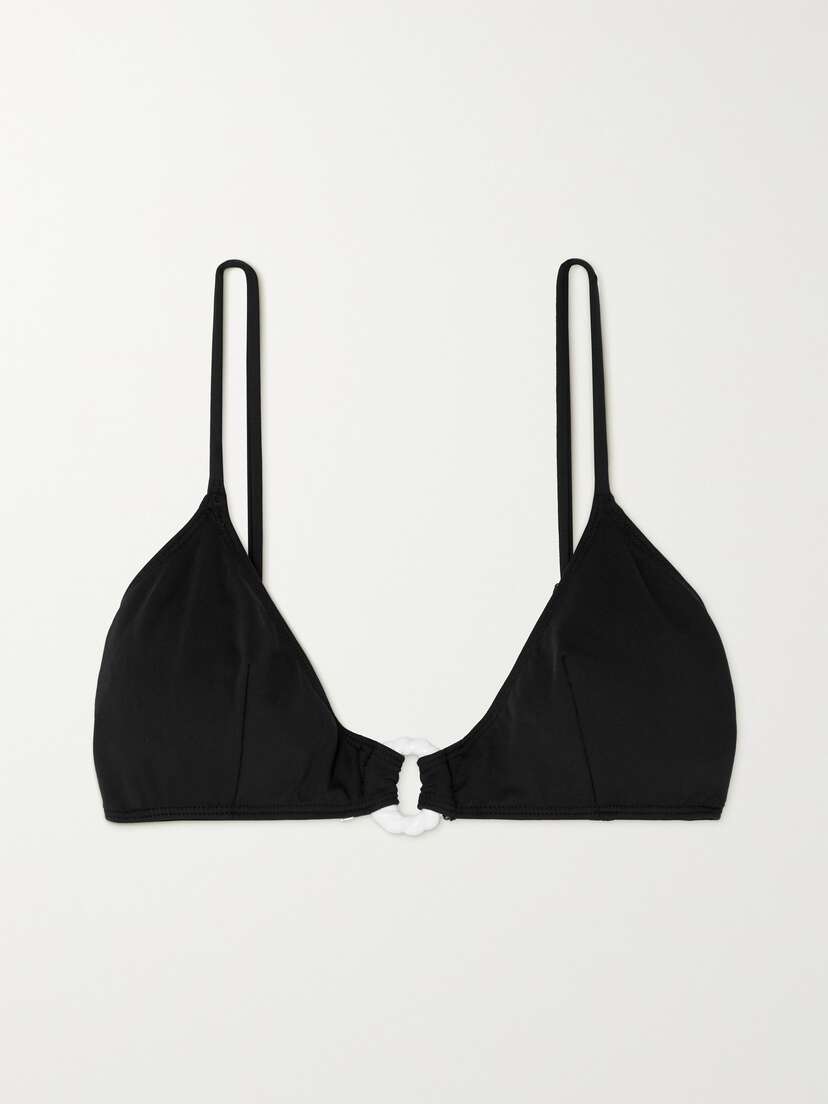 Leslie Amon Poupy Embellished Triangle Bikini Top - x large