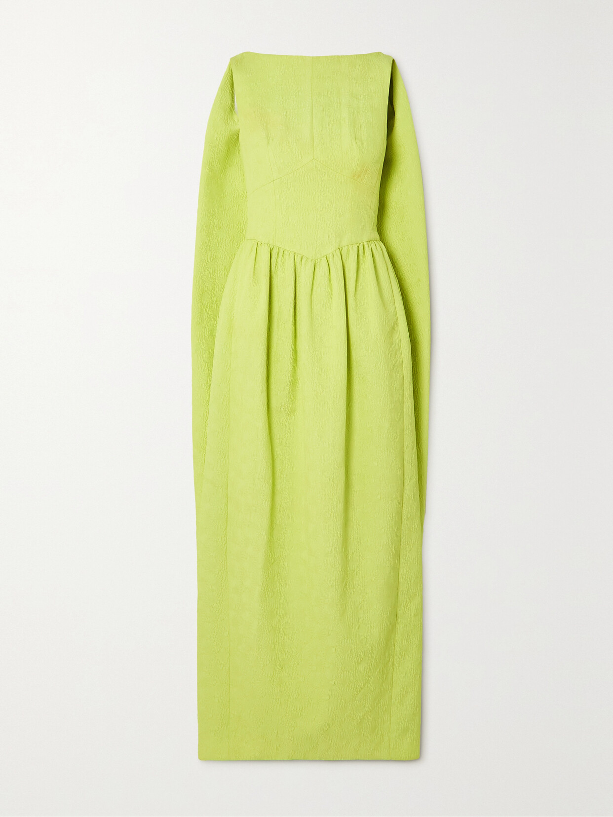 Huishan Zhang - Clio Cape-effect Cloqué Gown - Yellow