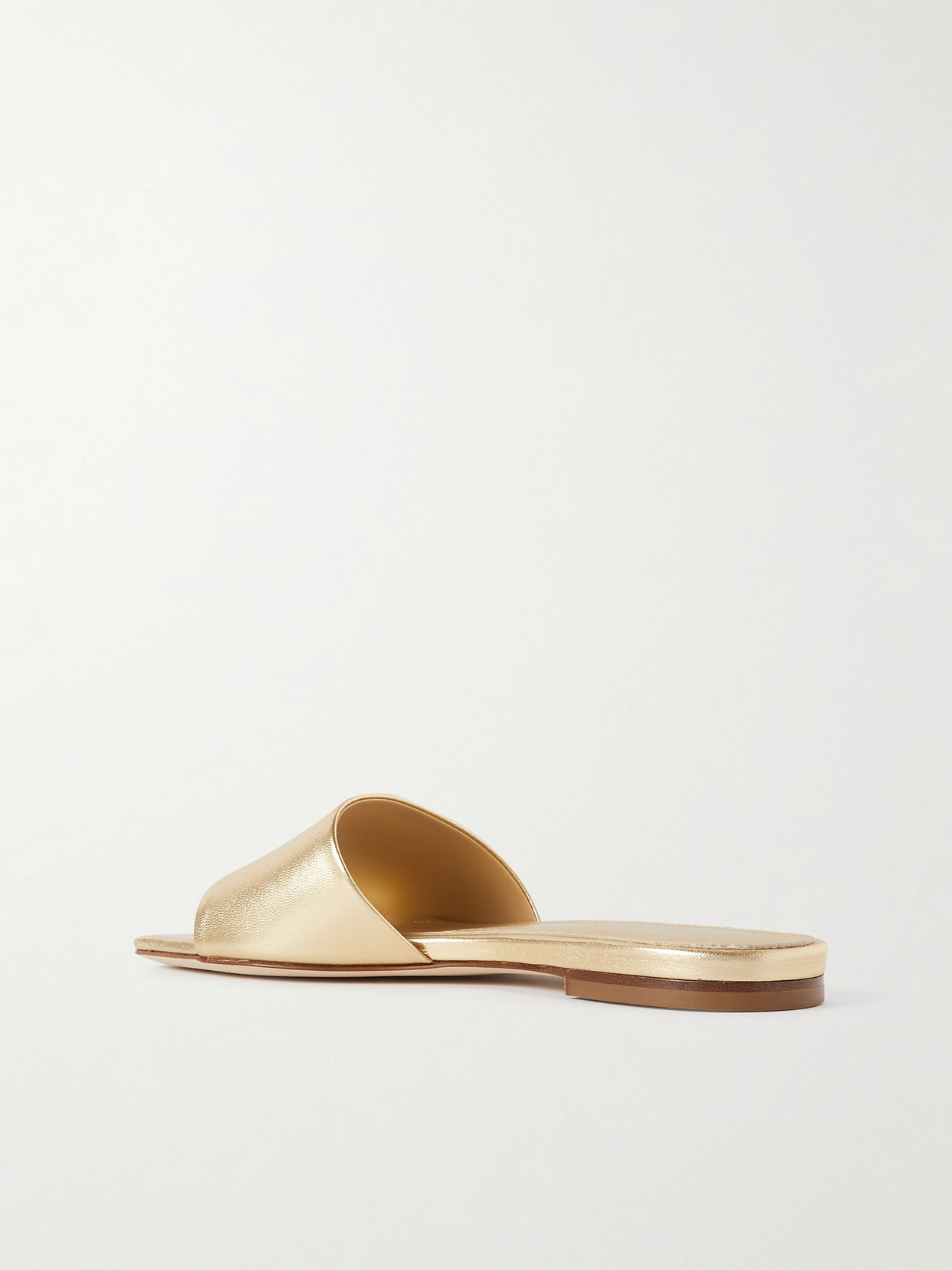 Shop Aeyde Anna Metallic Leather Slides In Gold