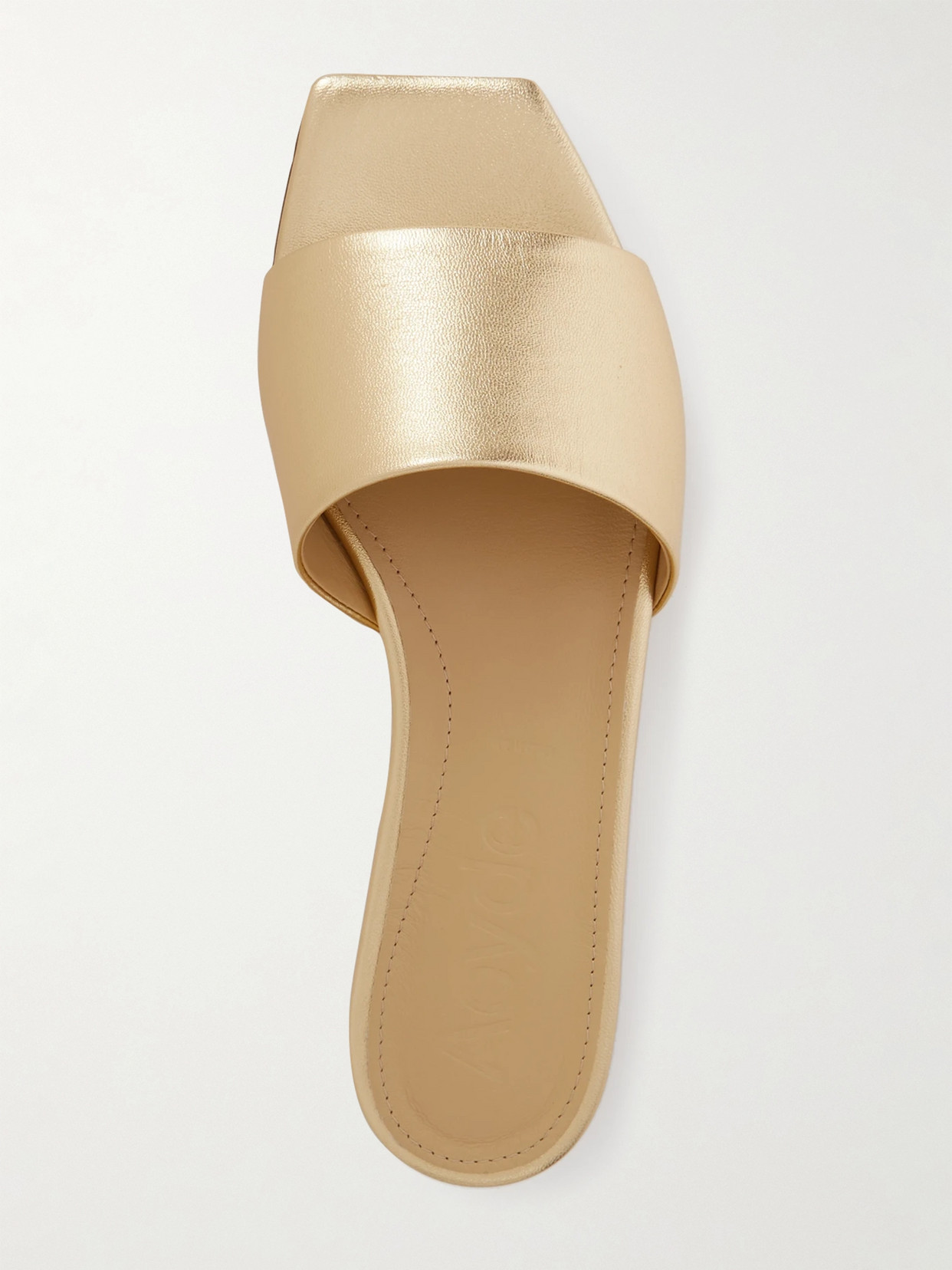 Shop Aeyde Anna Metallic Leather Slides In Gold