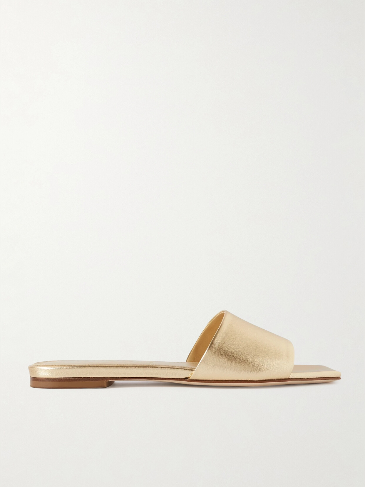 aeyde - Anna Metallic Leather Slides - Gold