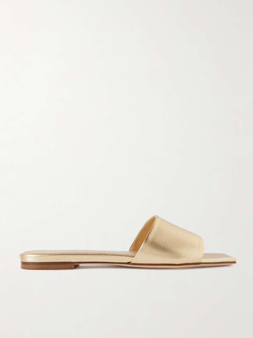 aeyde Anna Metallic Leather Slides