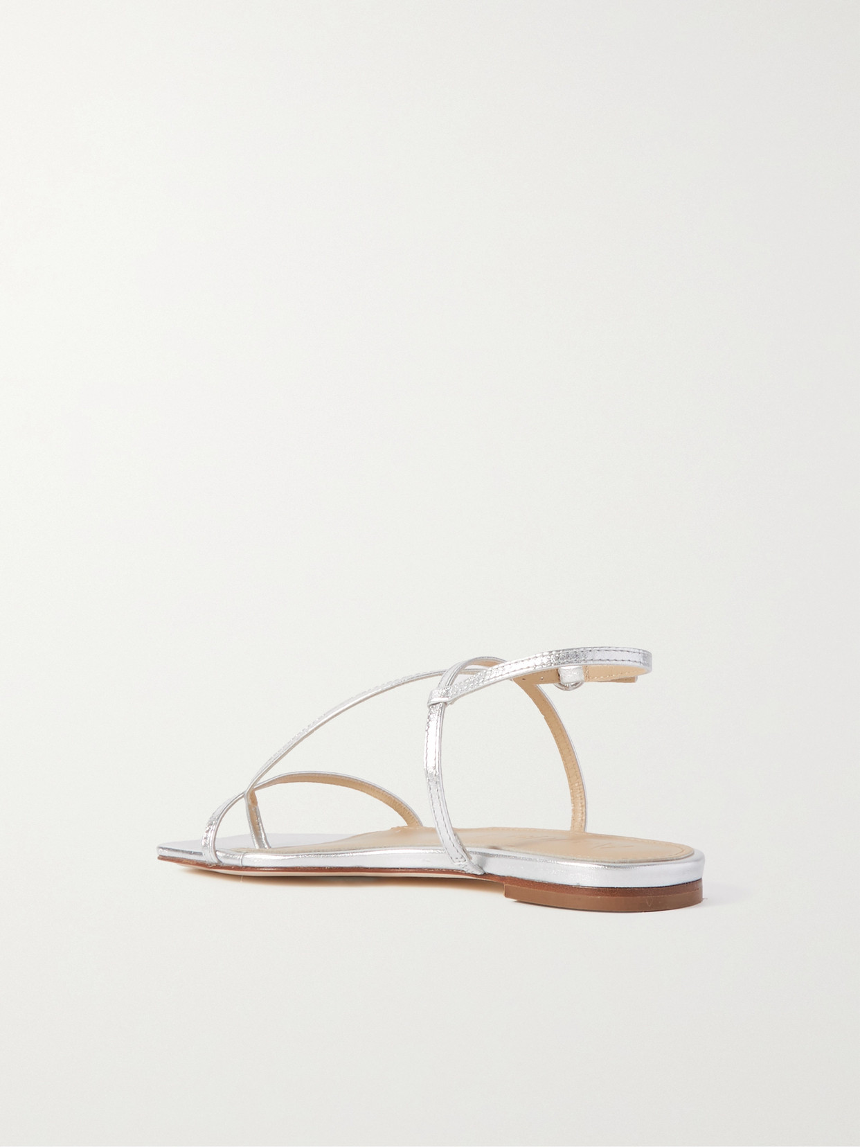 Shop Aeyde Ella Metallic Leather Sandals In Silver