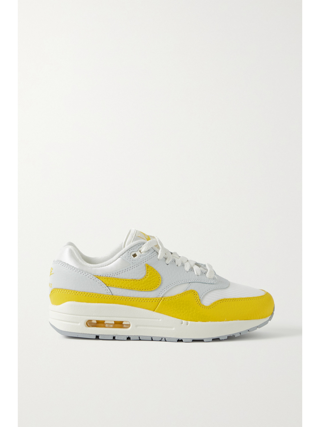 NIKE AIR MAX 1 TEXTURED-LEATHER AND CANVAS SNEAKERS