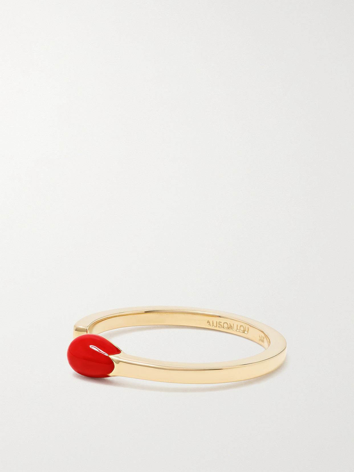 Shop Alison Lou Match Stack 14-karat Gold And Enamel Ring In Red