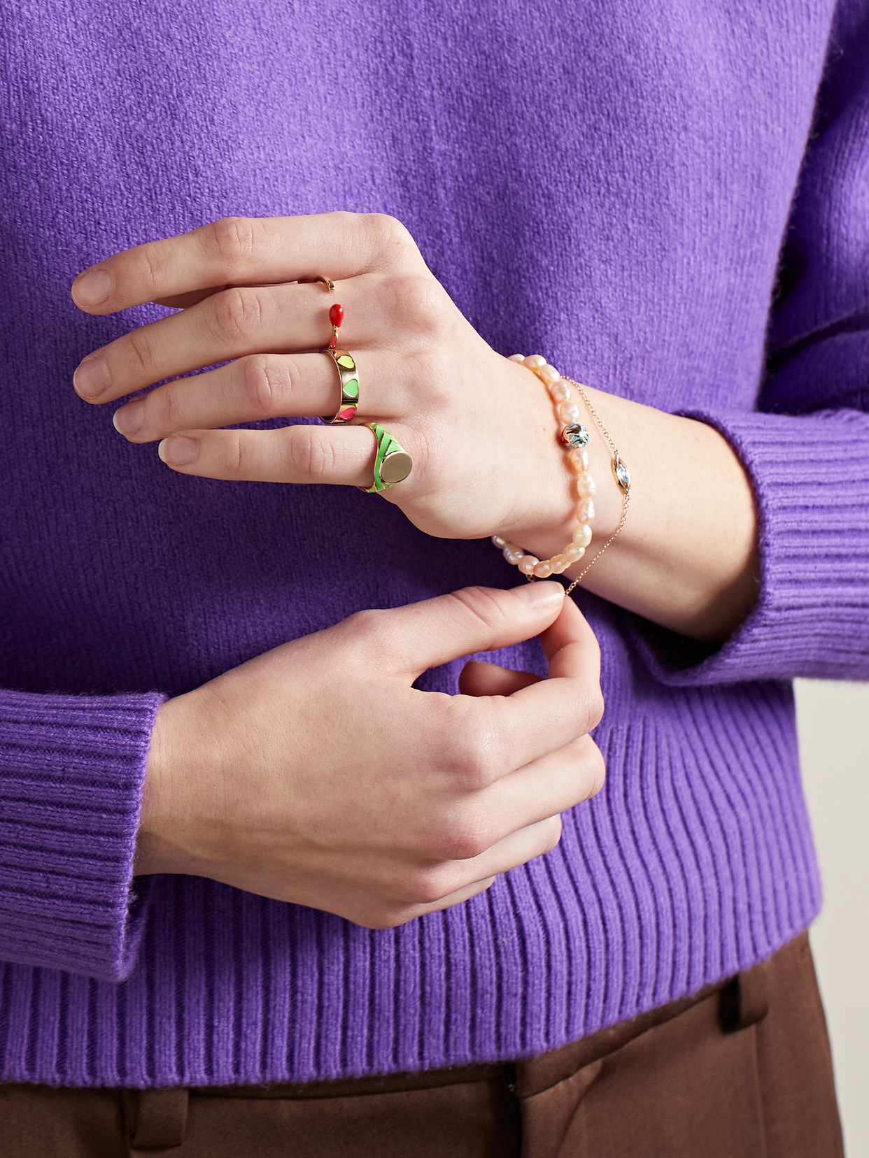 Alison Lou Match Stack 14-karat Gold And Enamel Ring In Red