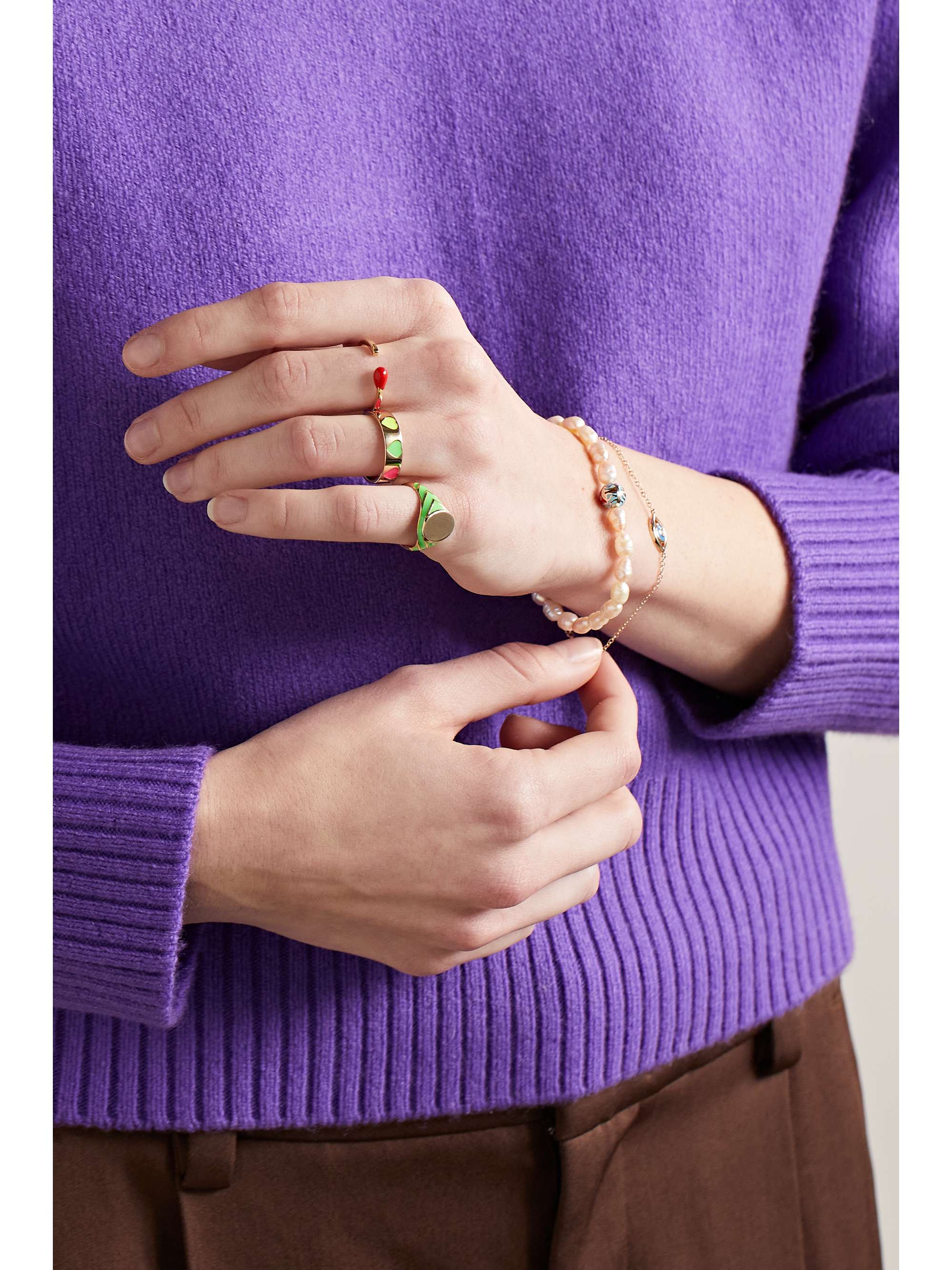 ALISON LOU Match Stack 14-karat gold and enamel ring