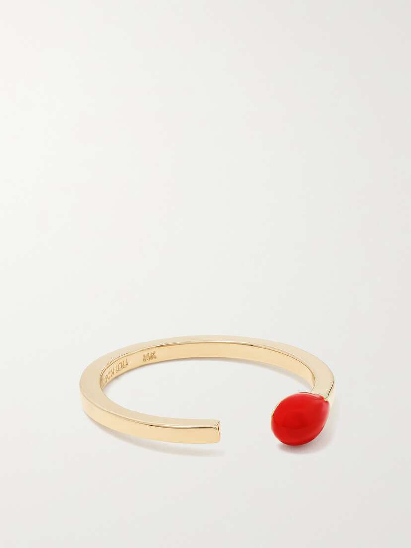 Alison Lou Match Stack 14-karat Gold And Enamel Ring