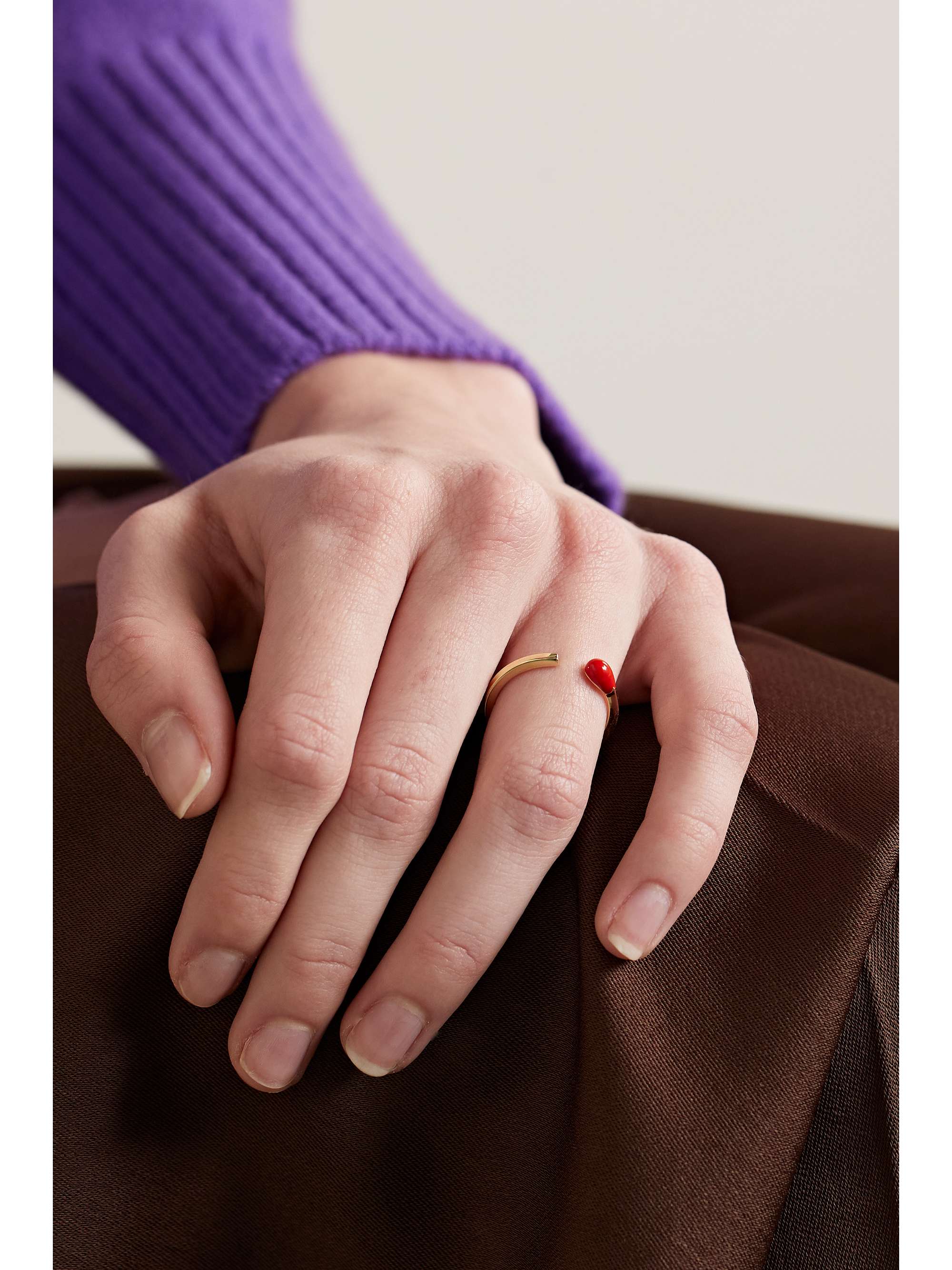 ALISON LOU Match Stack 14-karat gold and enamel ring