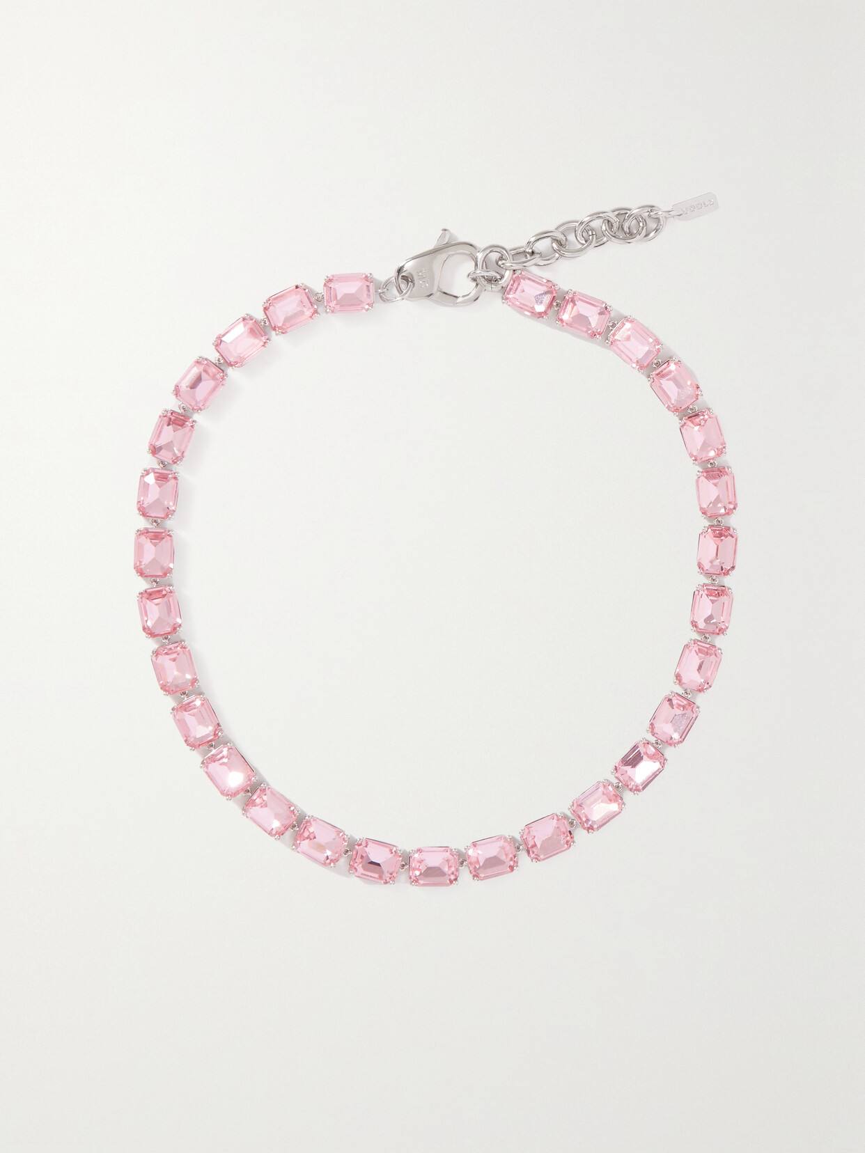 Martha Calvo Presley Silver-tone Crystal Necklace In Pink
