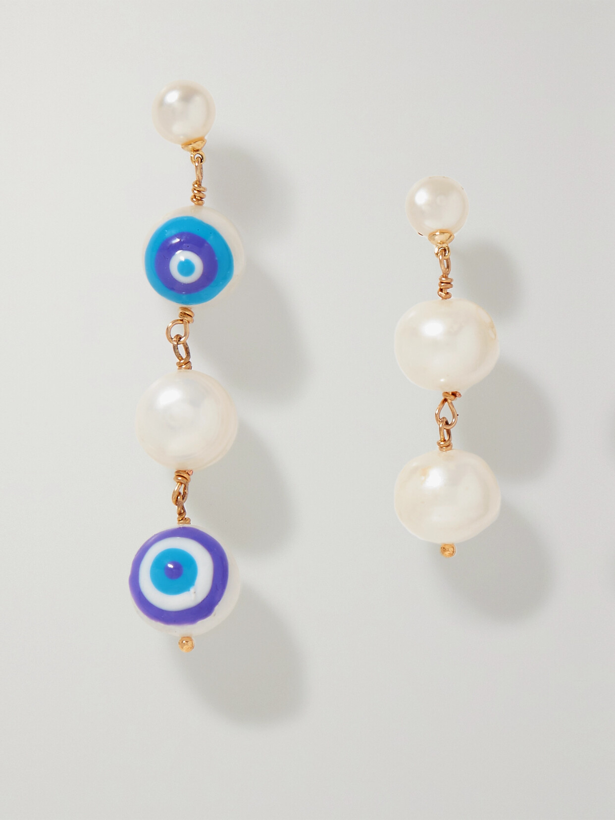 Martha Calvo Protect Your Energy Gold-tone Pearl Earrings In White