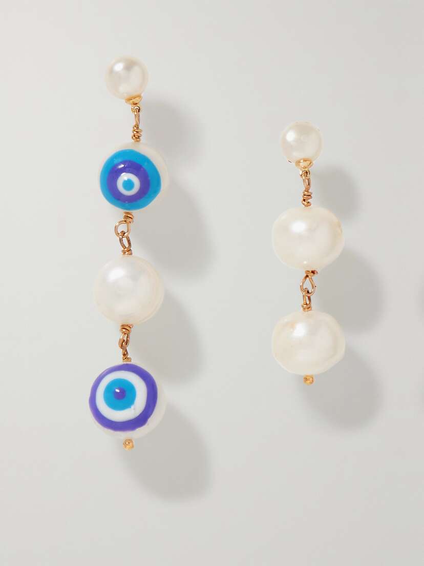 Martha Calvo Protect Your Energy Gold-tone Pearl Earrings