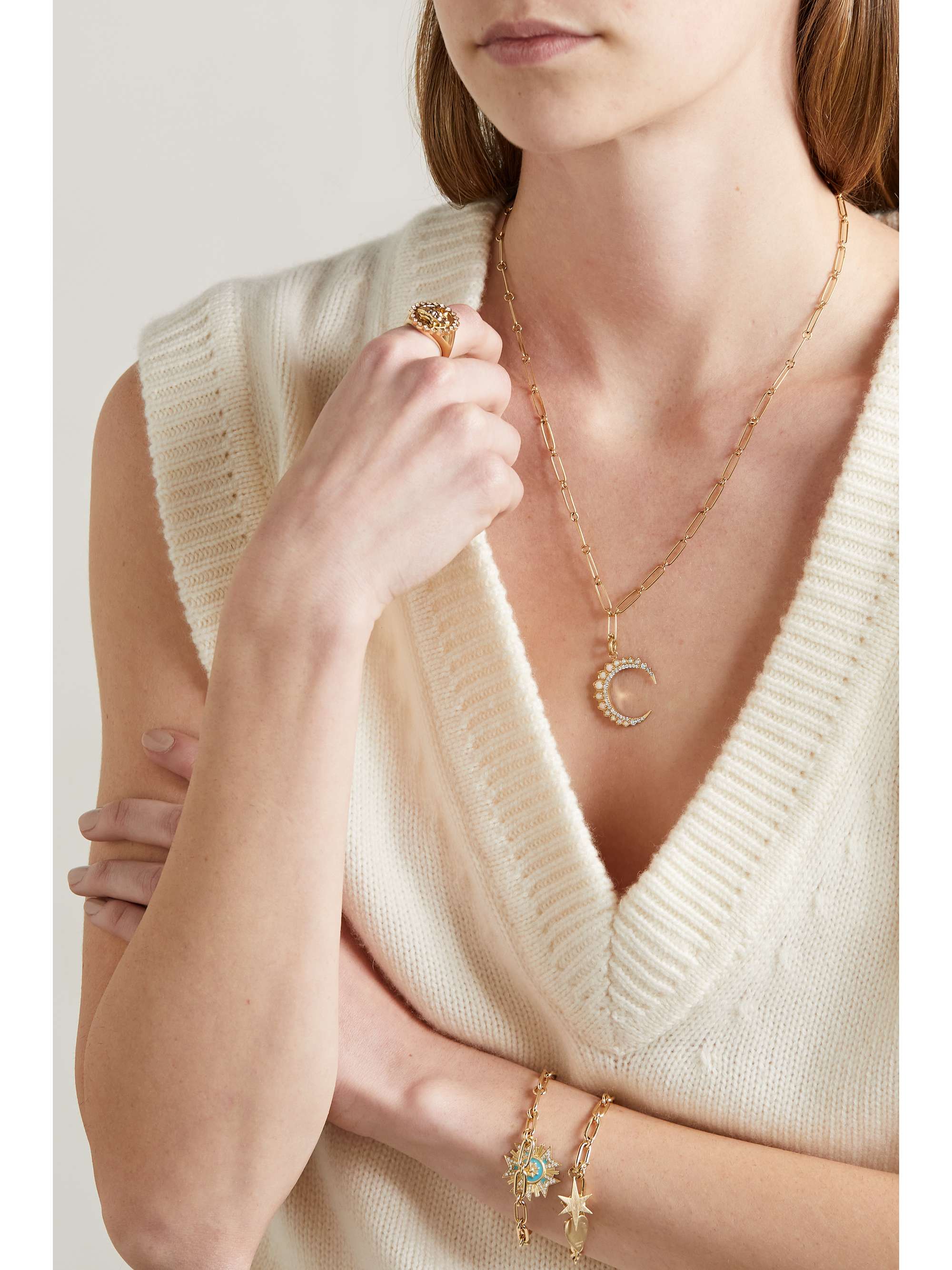 STORROW Grover + Estelle 14-karat gold, diamond and opal necklace