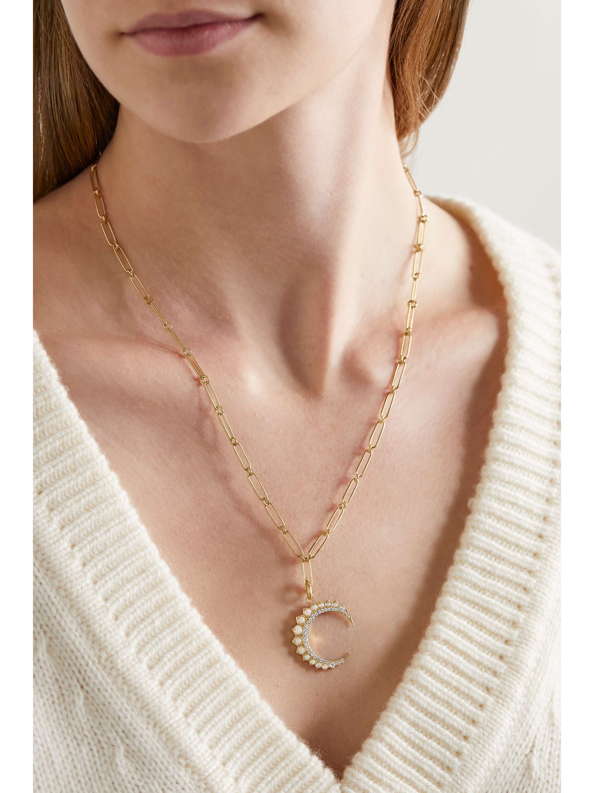 STORROW Grover + Estelle 14-karat gold, diamond and opal necklace
