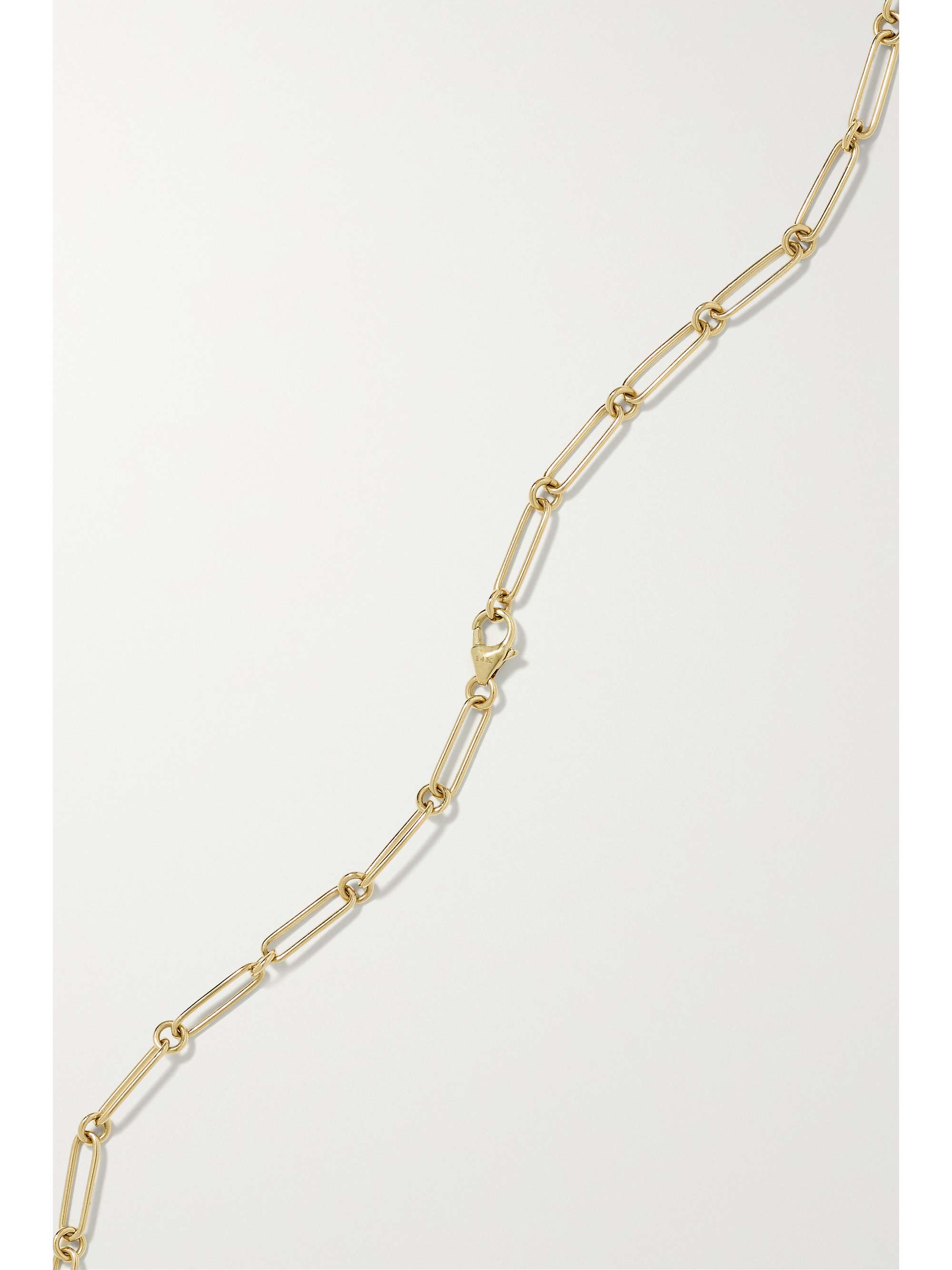 STORROW Grover + Strawberry 14-karat gold, rhodochrosite and emerald necklace