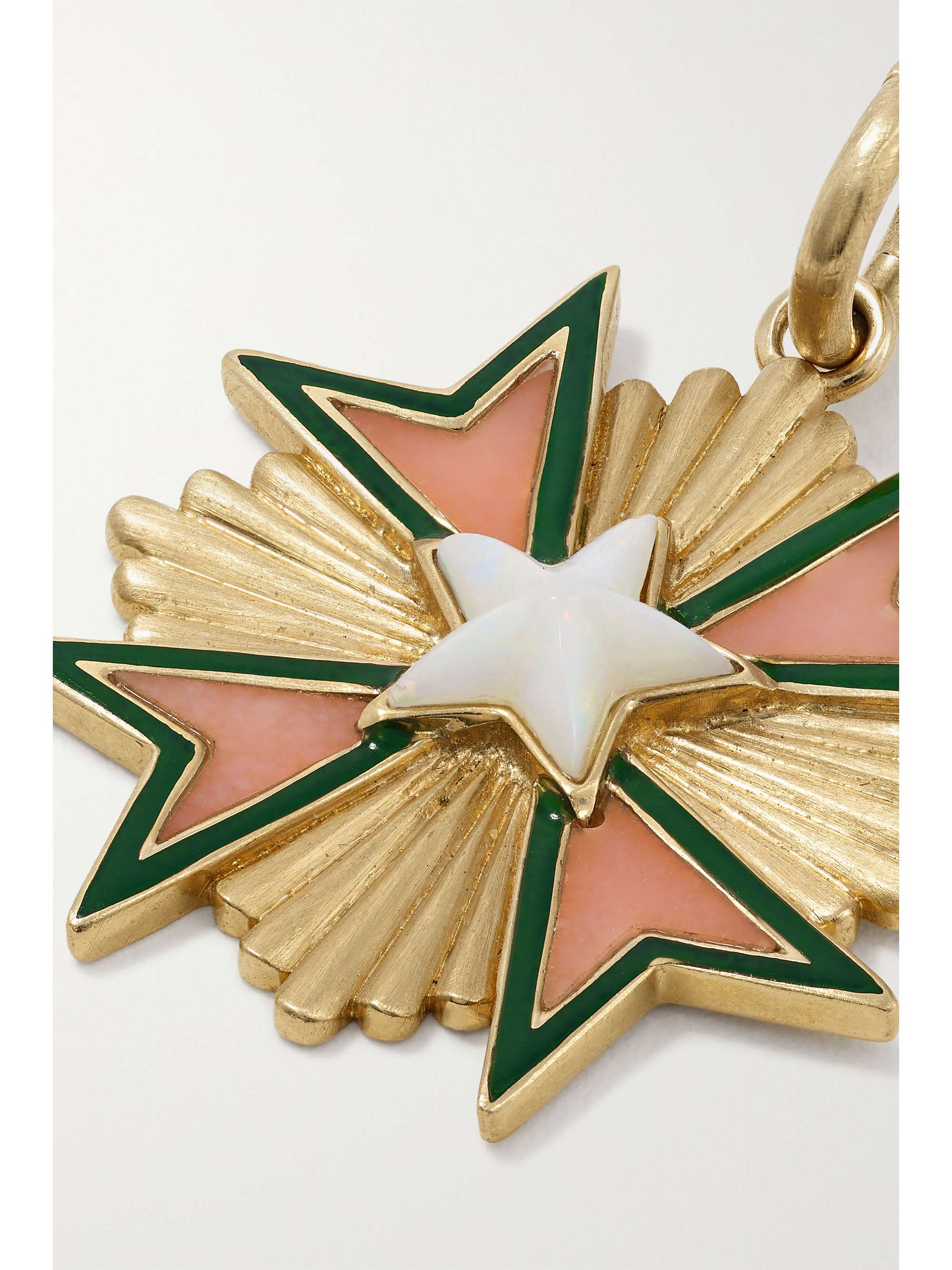 STORROW Emmeline 14-karat gold, opal and enamel pendant