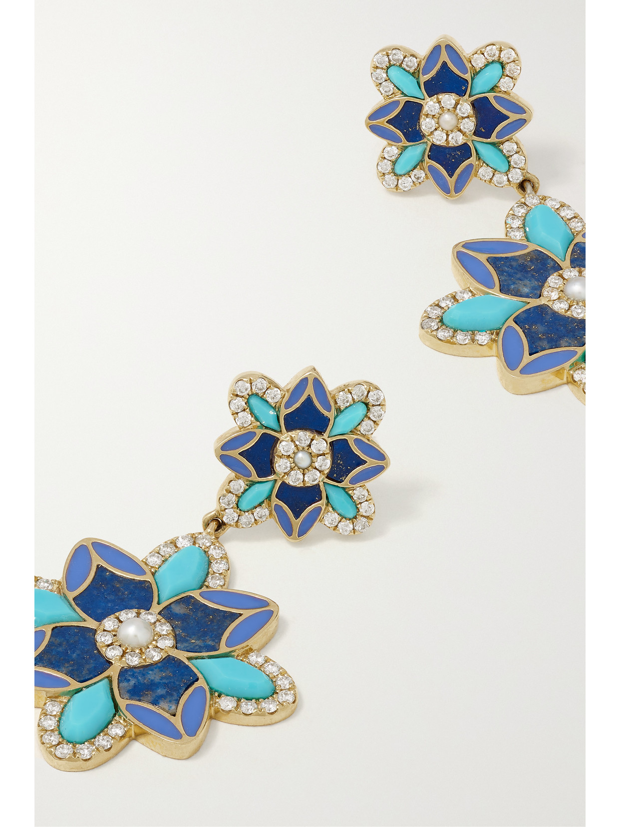 Shop Storrow Violet 14-karat Gold Multi-stone Earrings In Blue