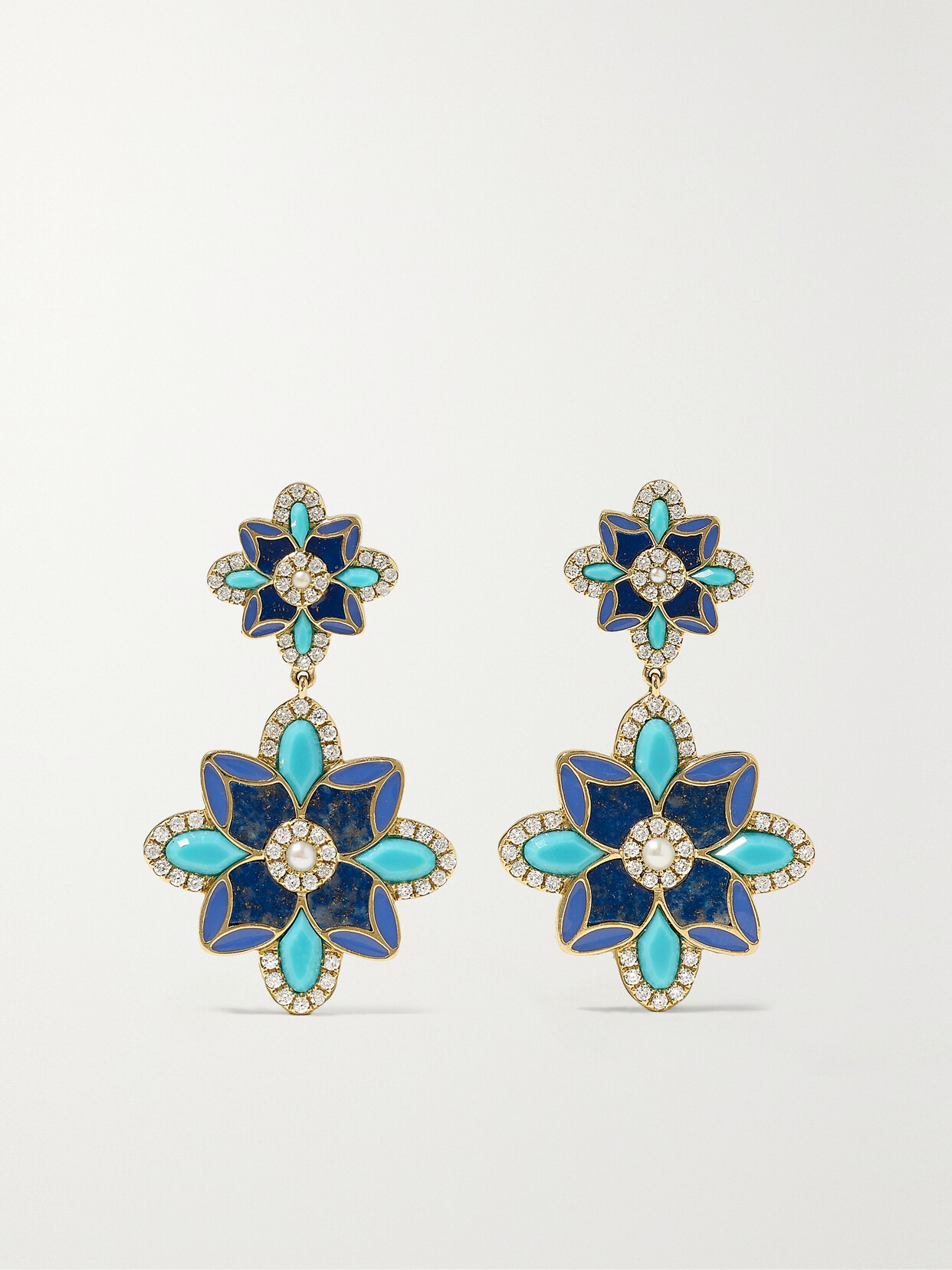 Storrow Violet 14-karat Gold Multi-stone Earrings In Blue