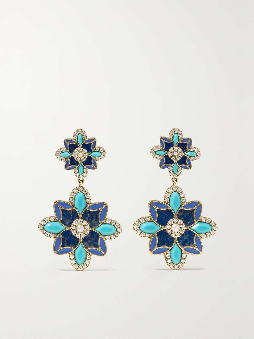 Storrow Violet 14-karat Gold Multi-stone Earrings