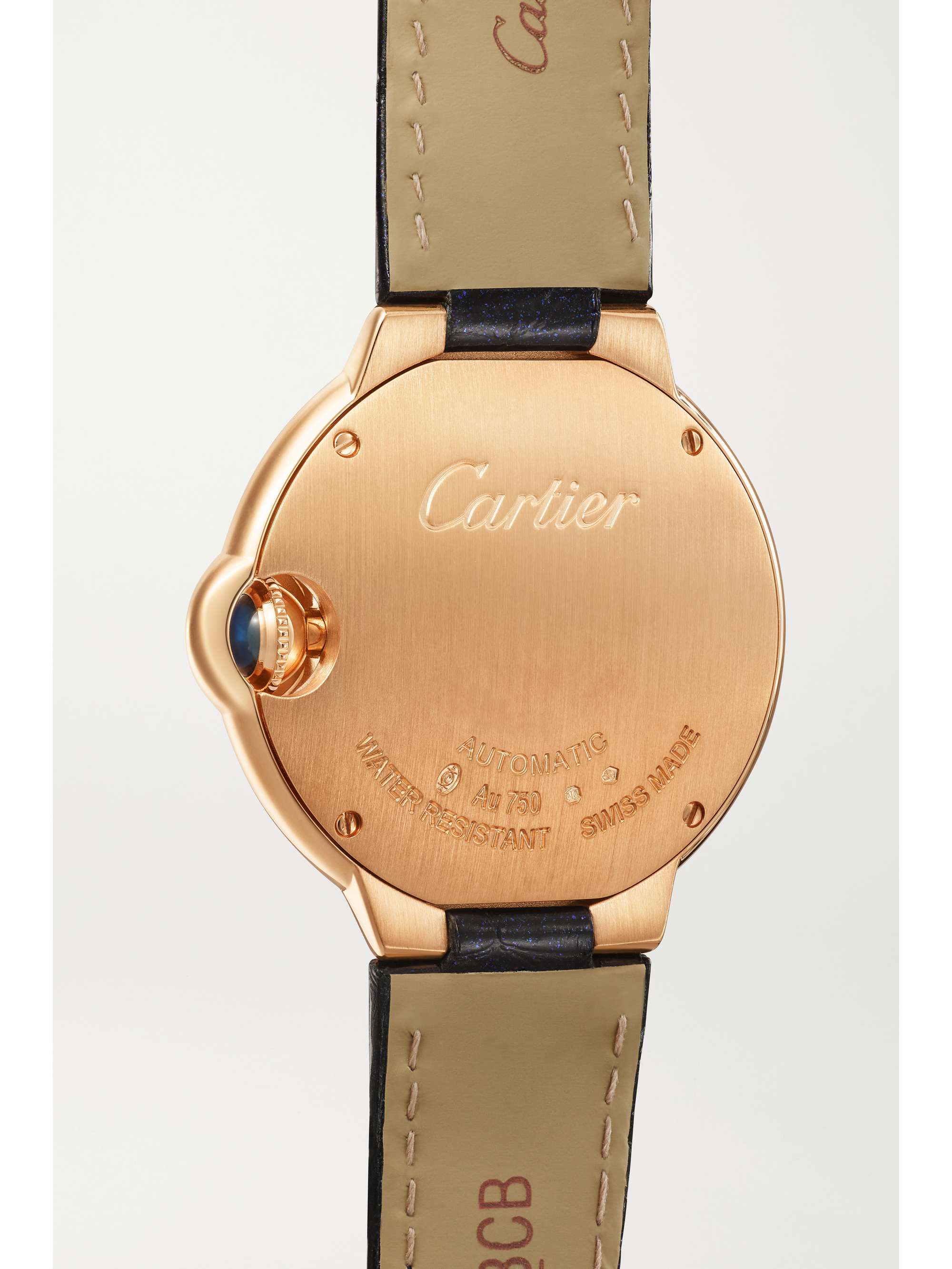 CARTIER Ballon Bleu de Cartier Automatic 33mm 18-karat rose gold, alligator and diamond watch