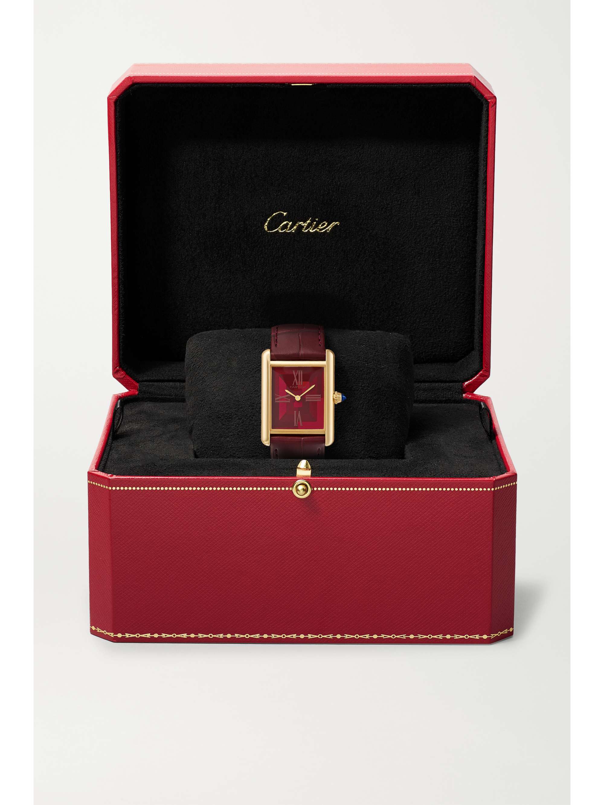 CARTIER Tank Louis Cartier automatic 25.5mm 18-karat gold and alligator watch