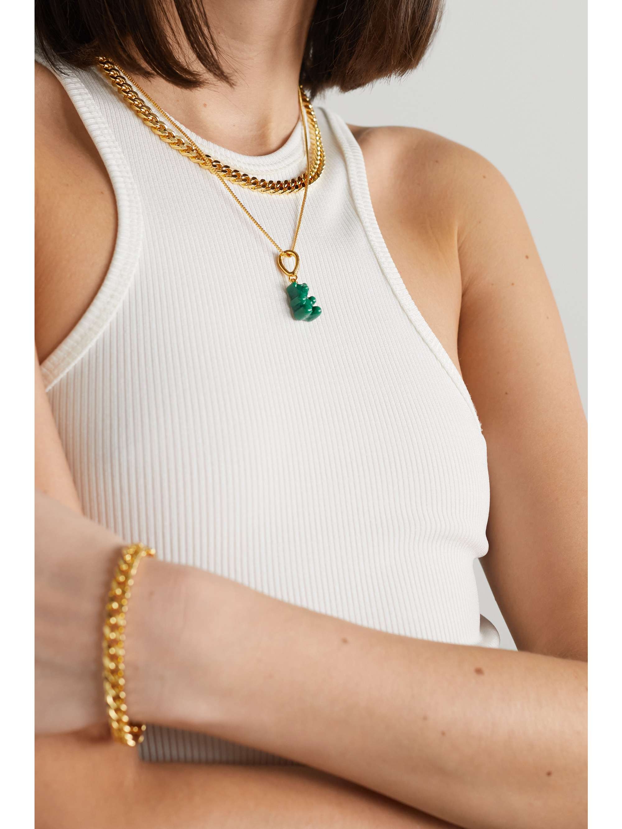 CRYSTAL HAZE JEWELRY Nostalgia Bear gold-plated, resin and cubic zirconia pendant