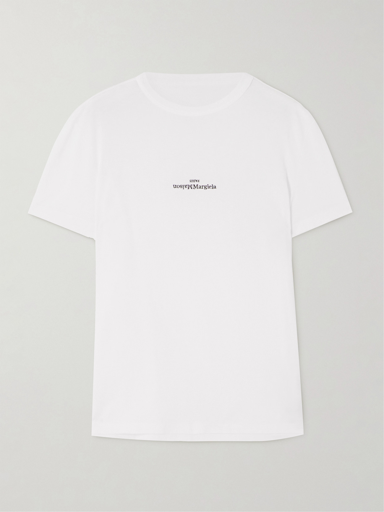 Maison Margiela Embroidered Cotton-jersey T-shirt In Brown