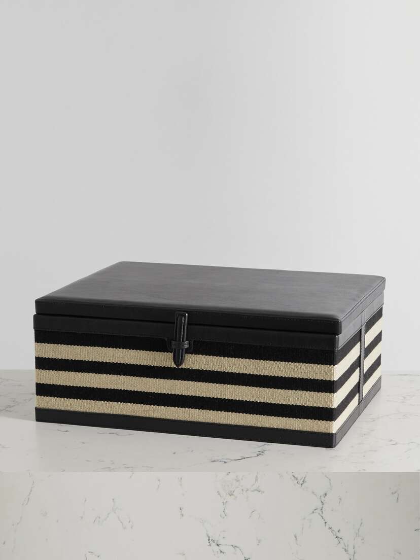 Hunting Season Leather-trimmed Woven Trunk Box