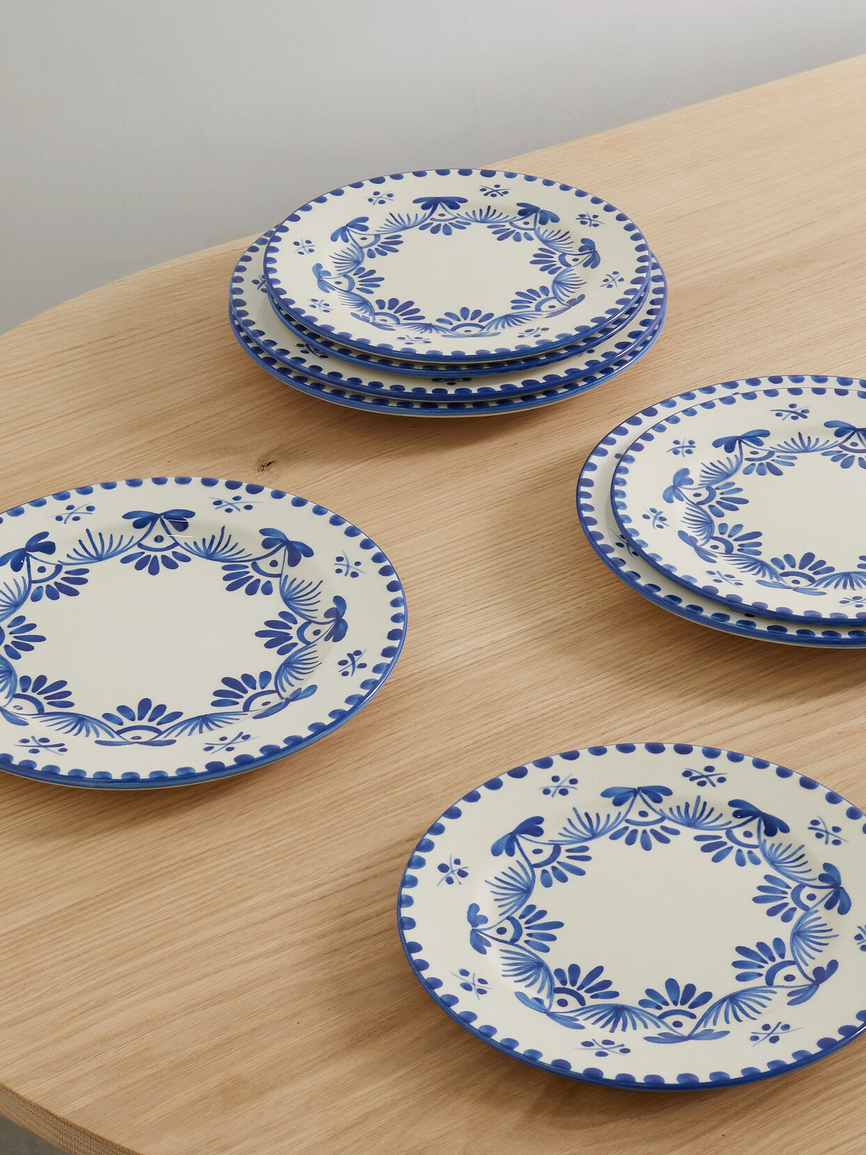 Maison Margaux - Gisele Set Of Eight Ceramic Dinner And Dessert Plates - Blue