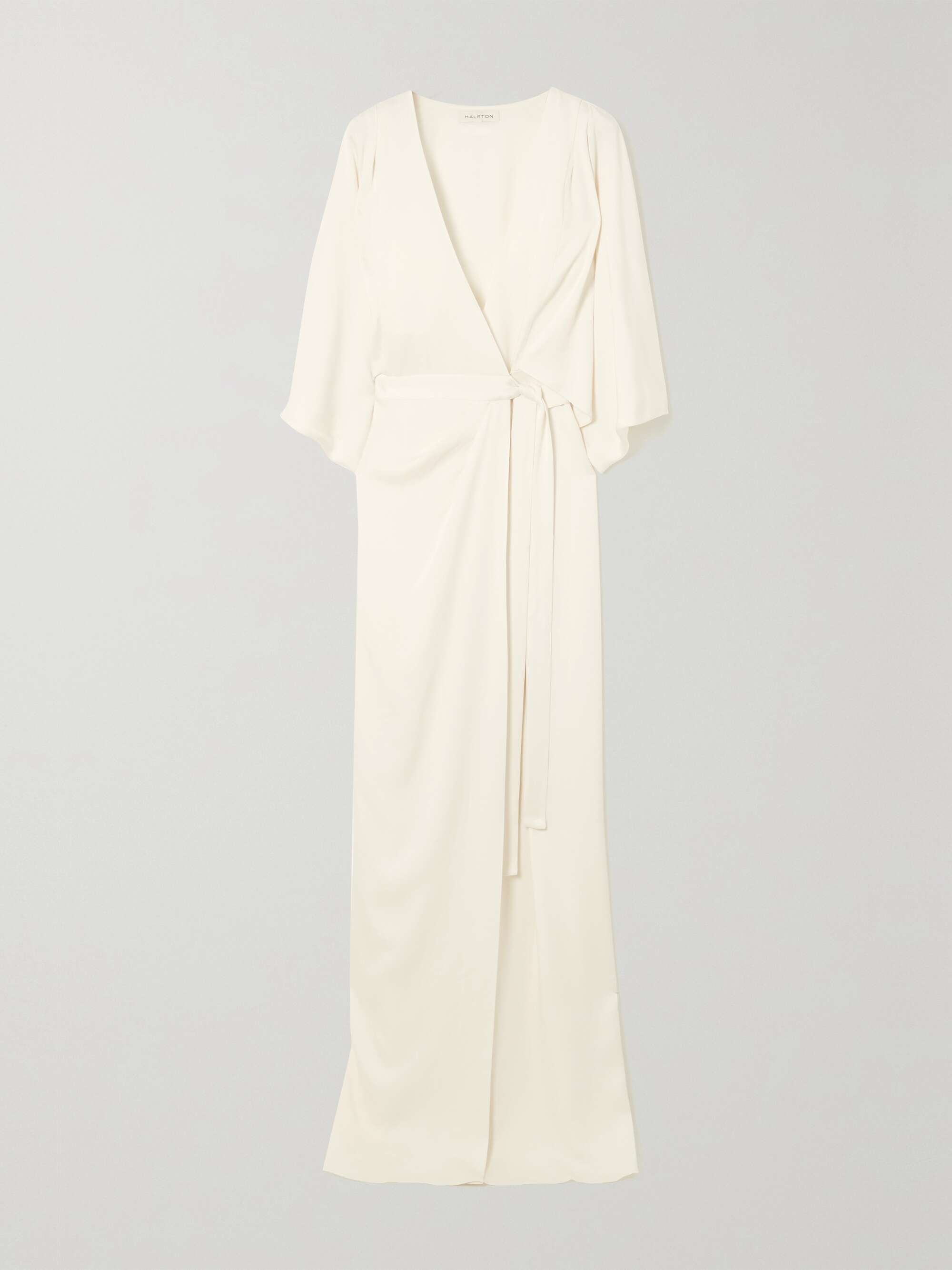 HALSTON Draped satin wrap gown | NET-A-PORTER