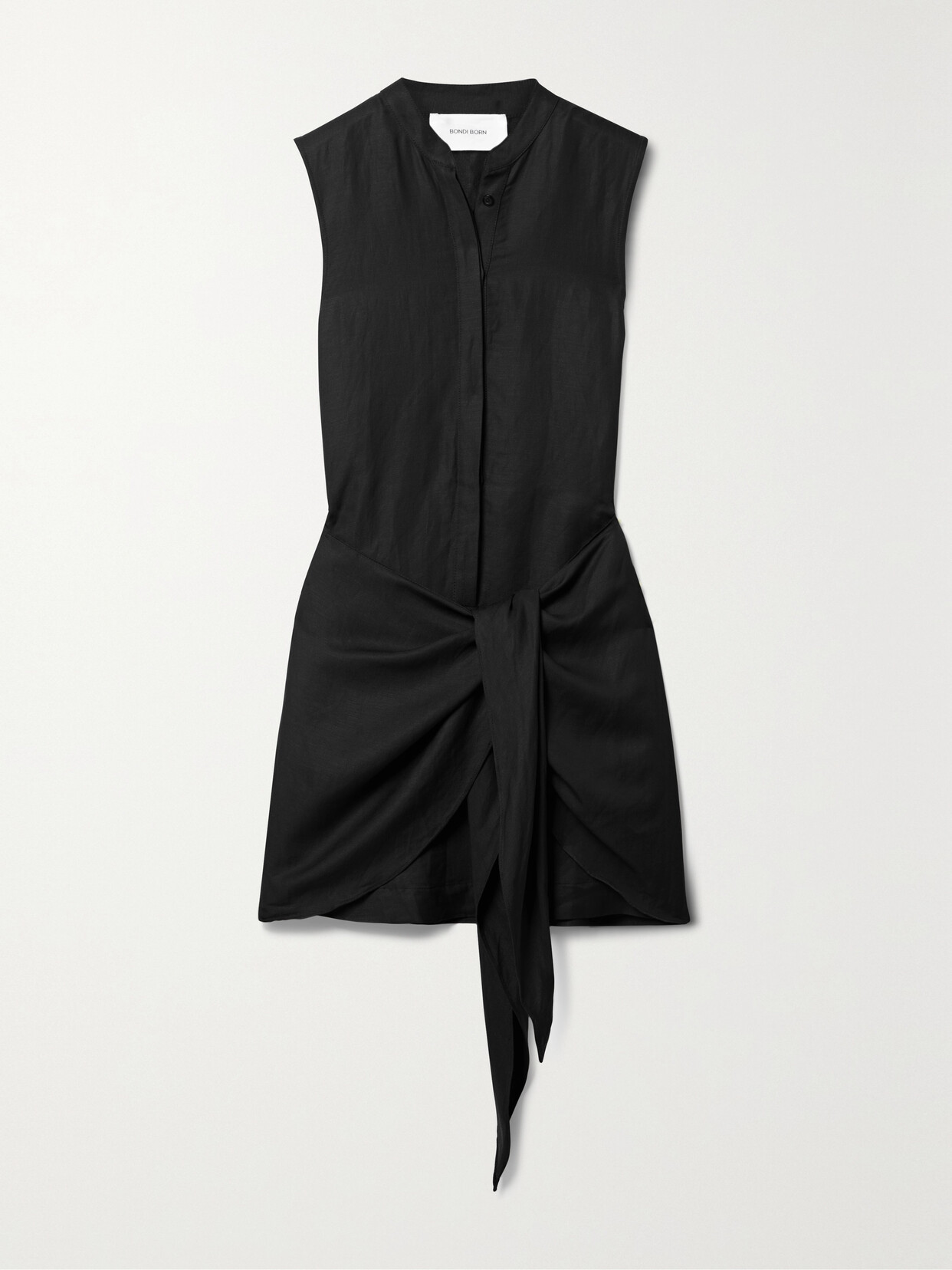 BONDI BORN Valais Tie-front Woven Mini Dress - Black