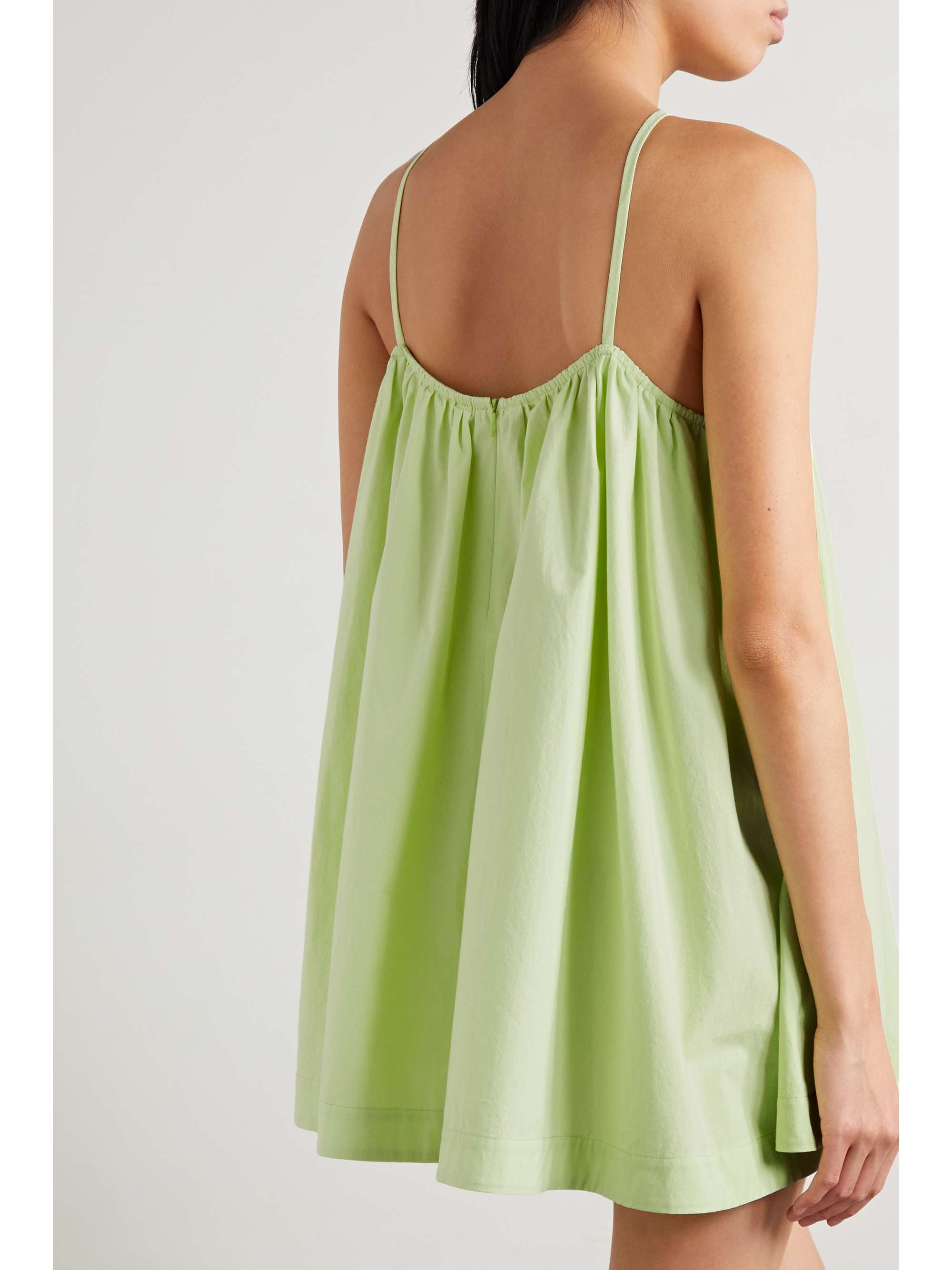 BONDI BORN Sardinia gathered cotton-poplin mini dress