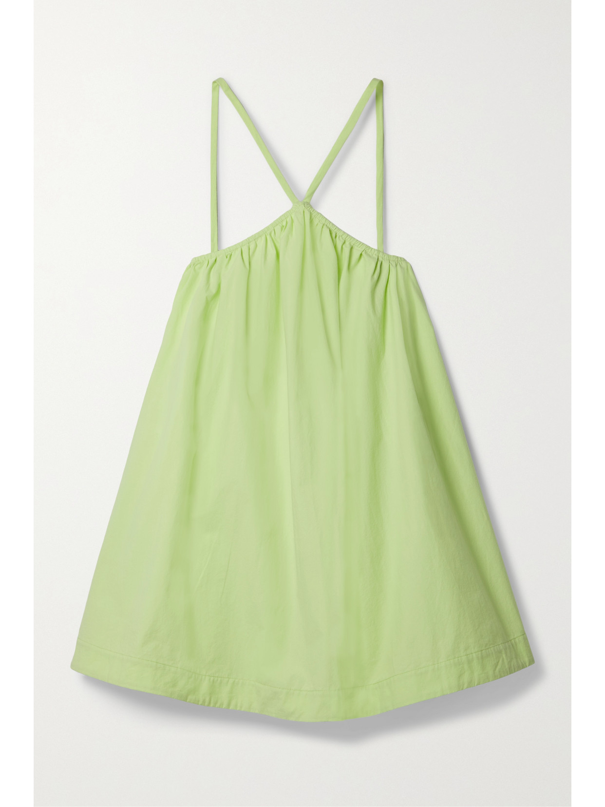 BONDI BORN - Sardinia Gathered Cotton-poplin Mini Dress - Green