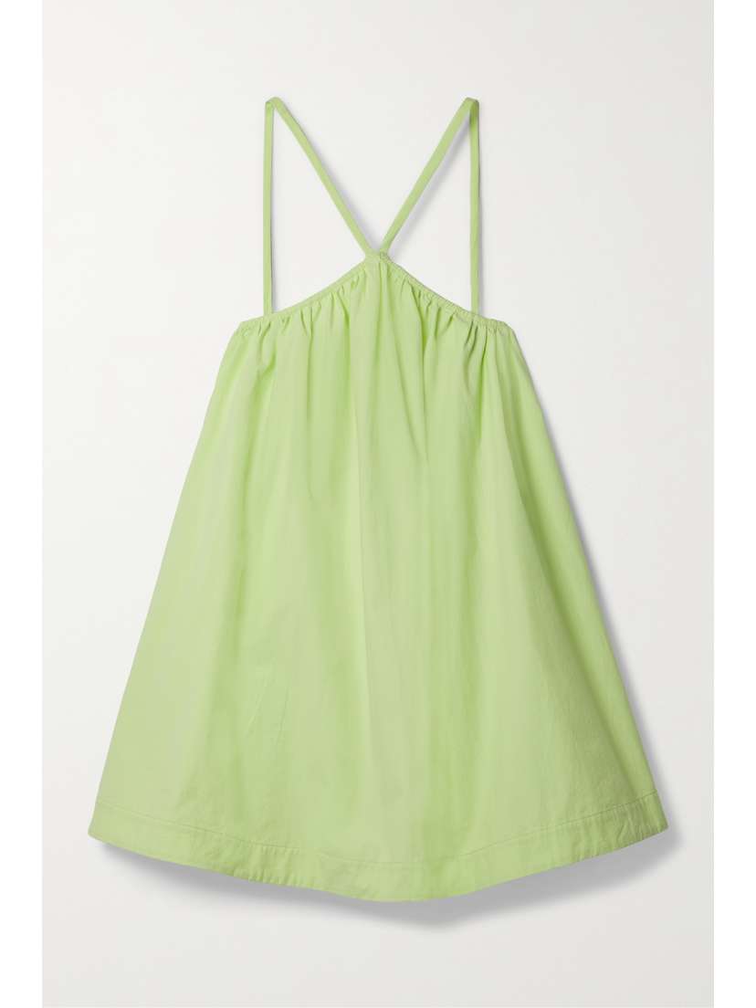 Bondi Born Sardinia Gathered Cotton-poplin Mini Dress