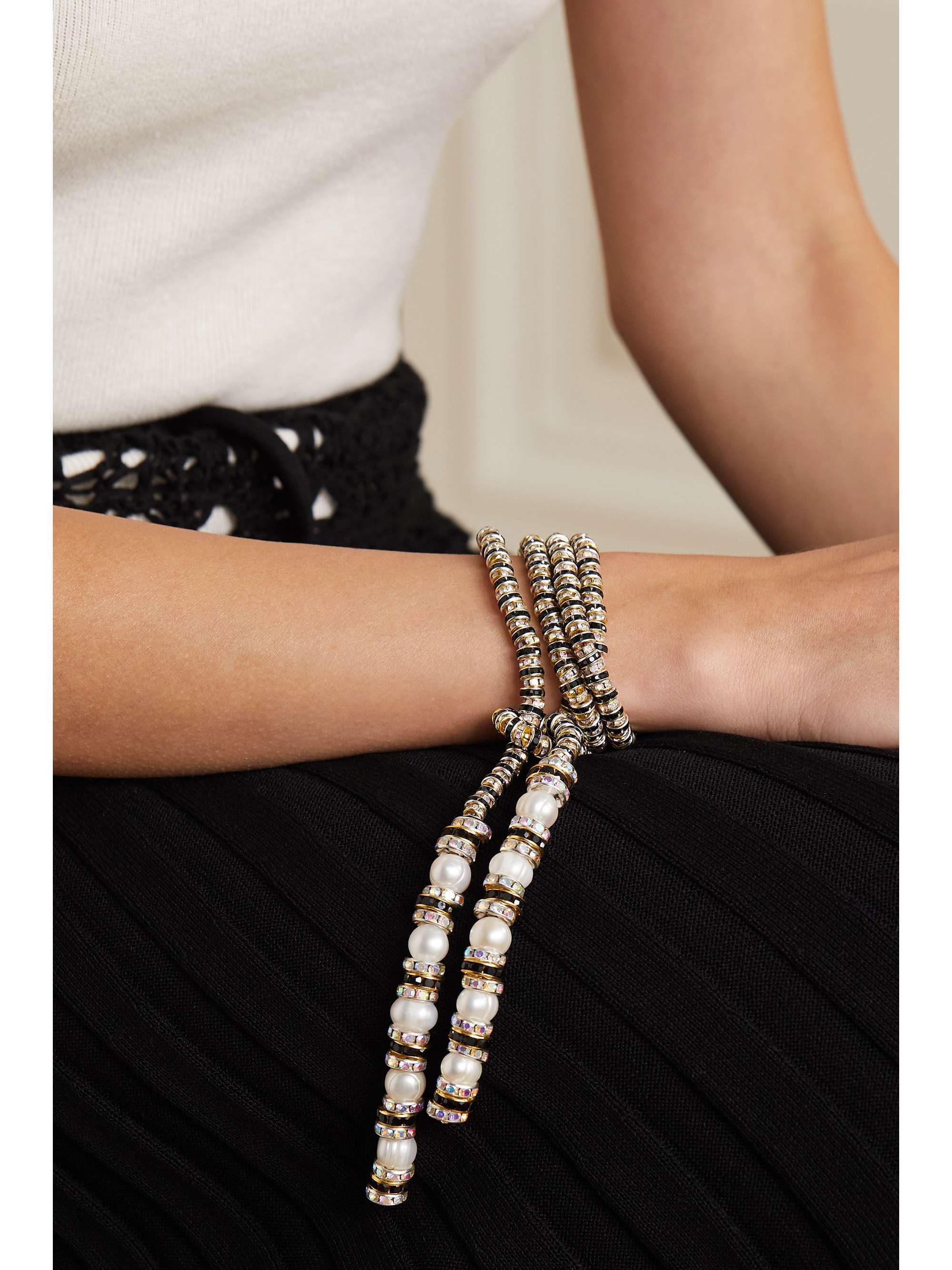 PEARL OCTOPUSS.Y Coco Zebra gold- and silver-plated, crystal and pearl necklace