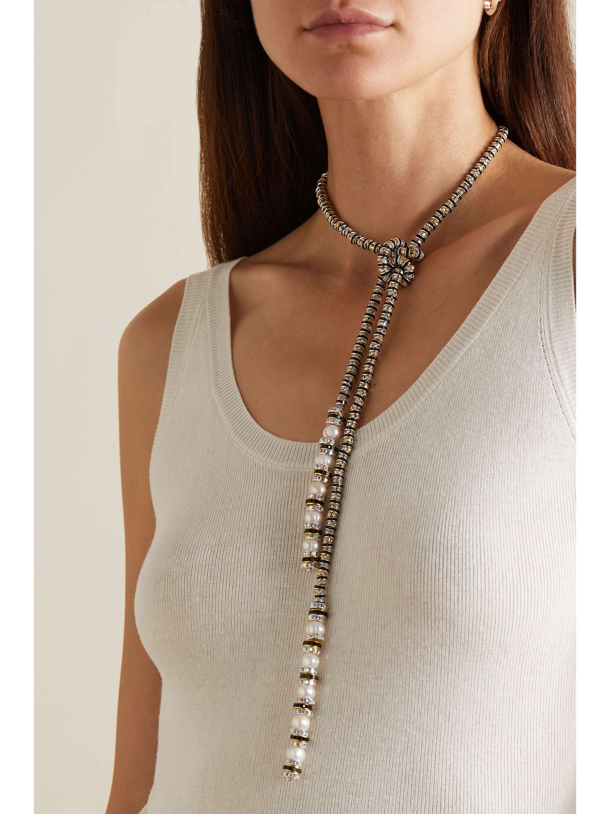 PEARL OCTOPUSS.Y Coco Zebra gold- and silver-plated, crystal and pearl necklace