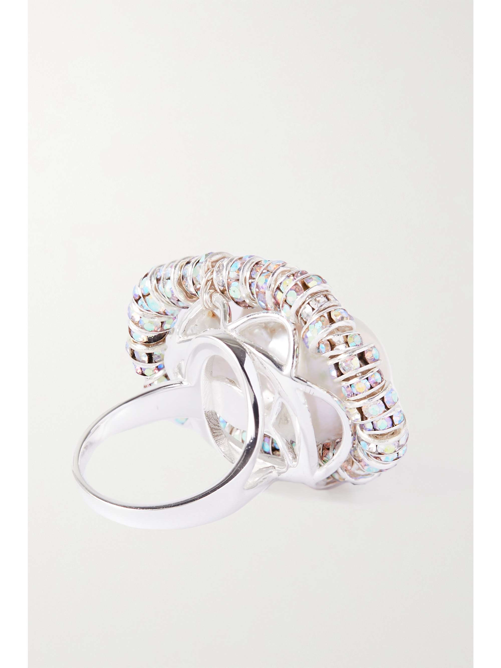 PEARL OCTOPUSS.Y Silver pearl and crystal ring
