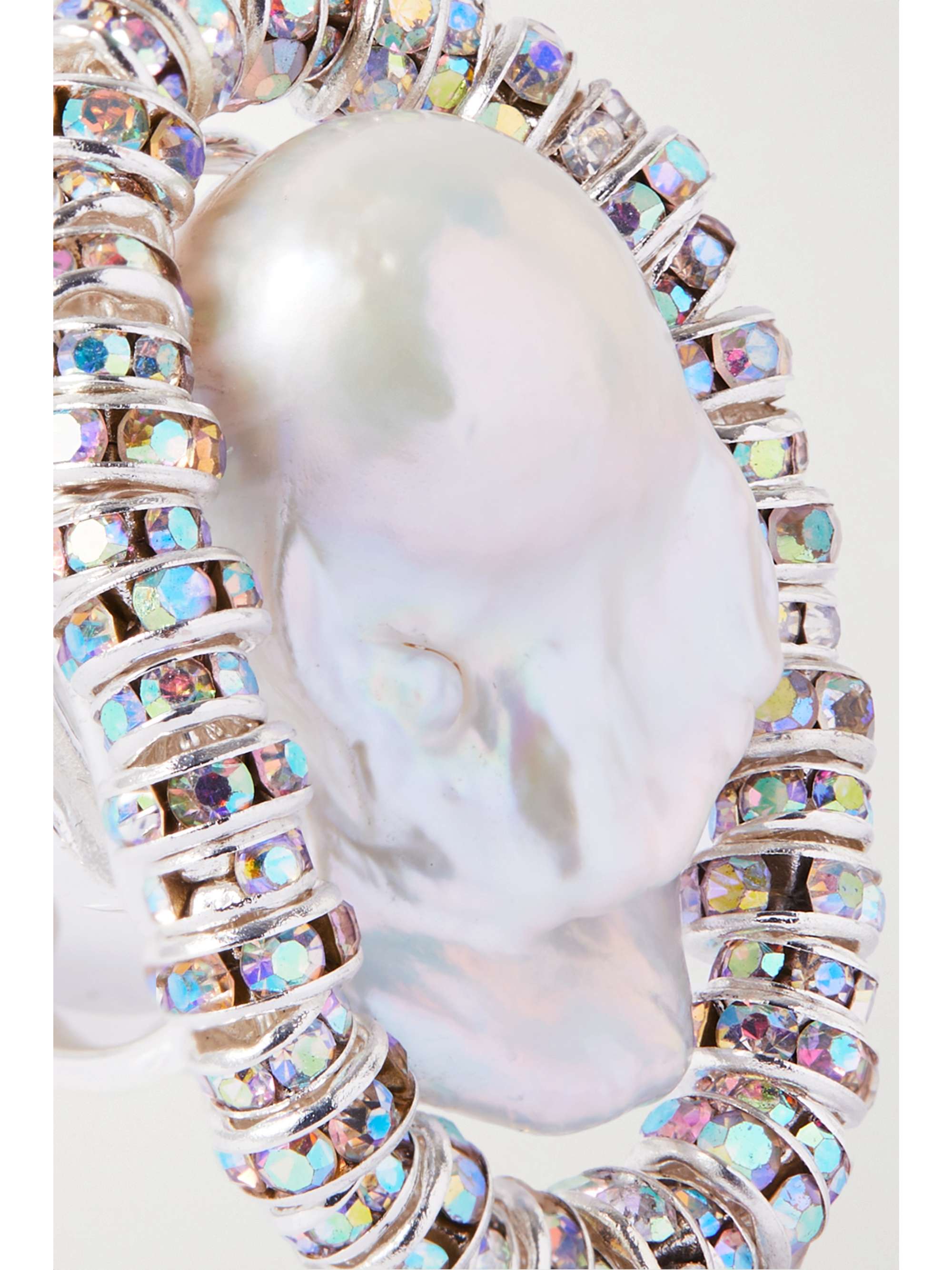 PEARL OCTOPUSS.Y Silver pearl and crystal ring
