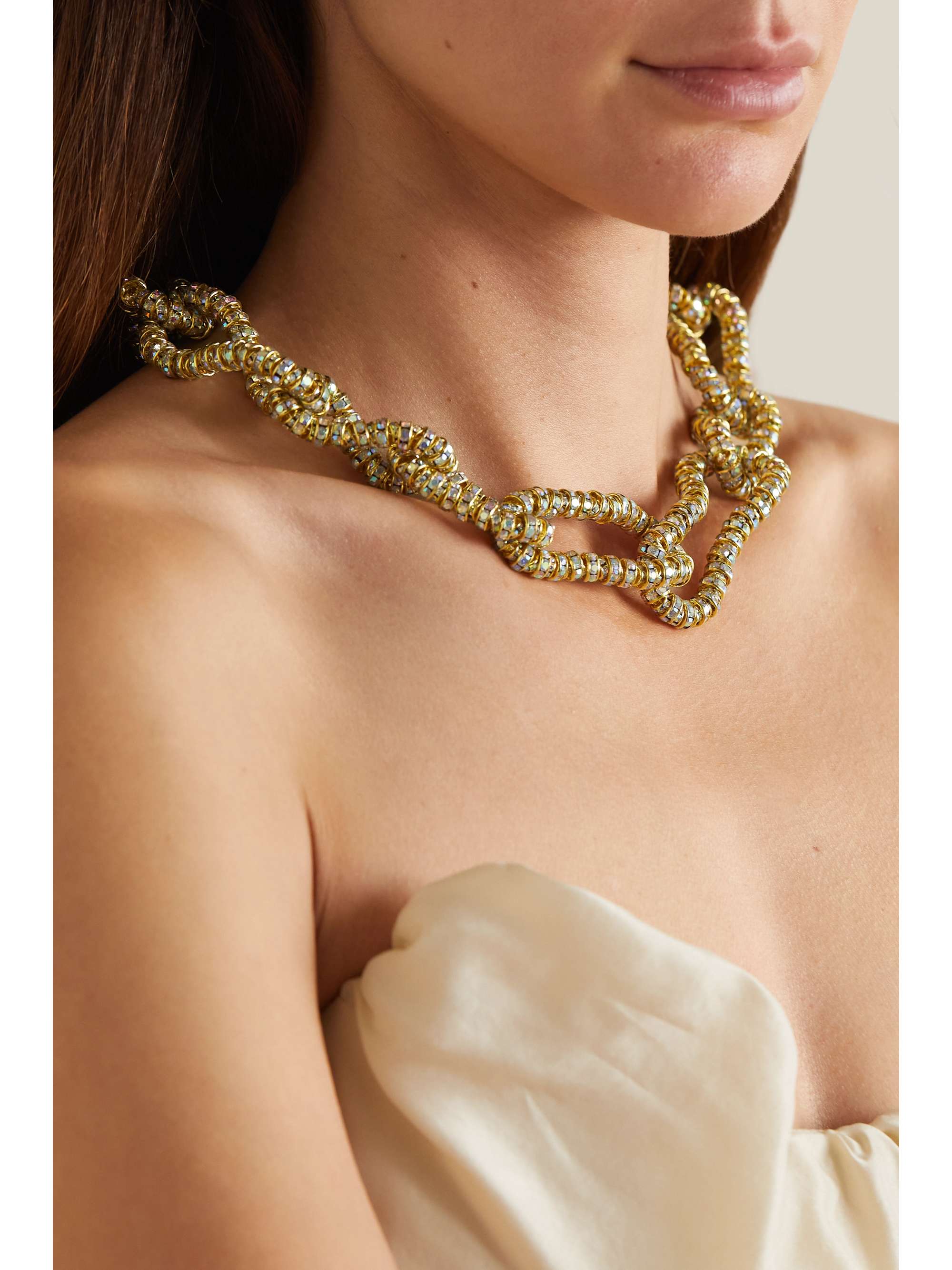 PEARL OCTOPUSS.Y Mini Golden Tire gold- and silver-plated crystal necklace