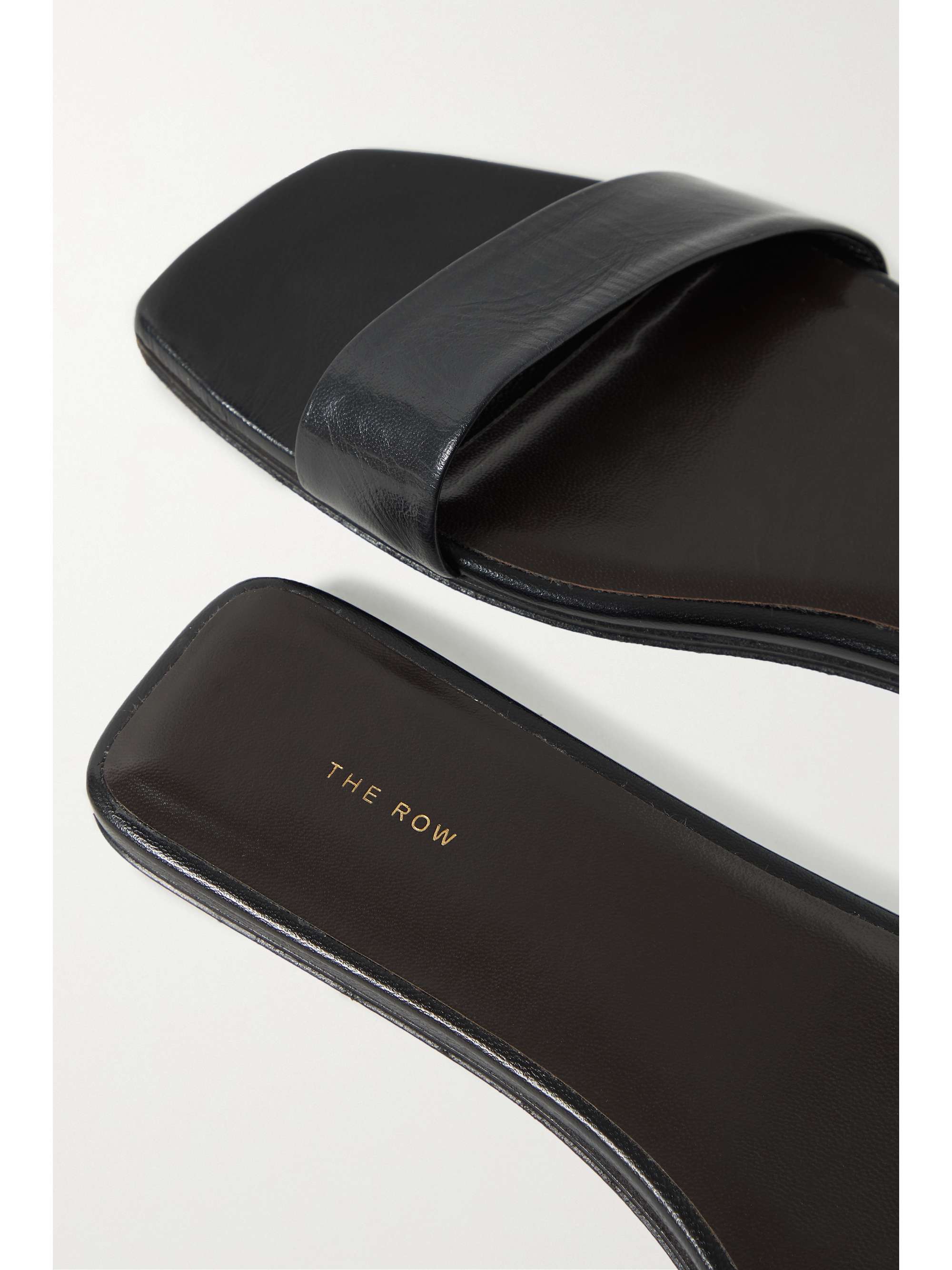 THE ROW Chocolate leather slides NETAPORTER THE ROW Chocolate leather slides NETAPORTER