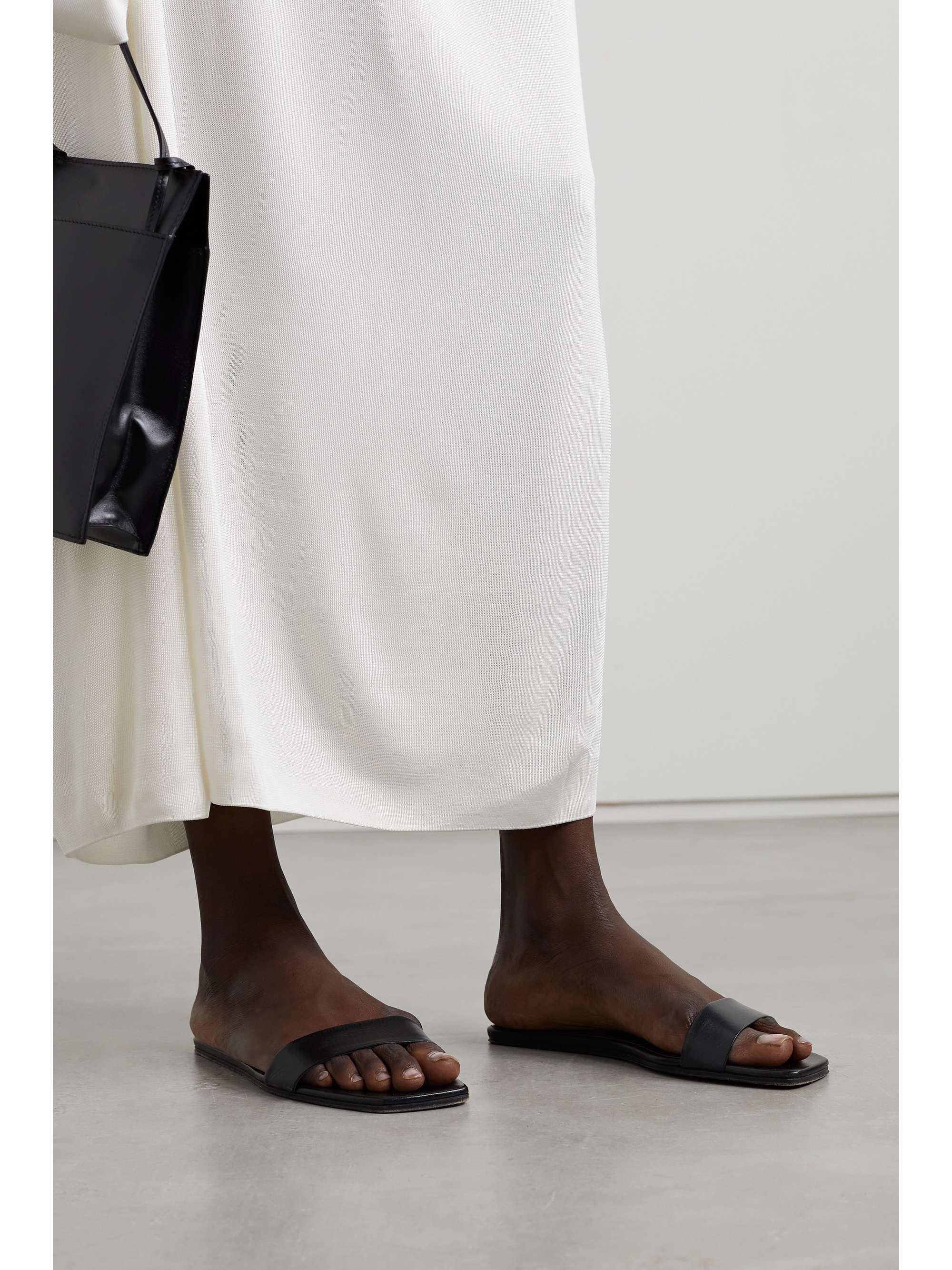 THE ROW Chocolate leather slides | NET-A-PORTER