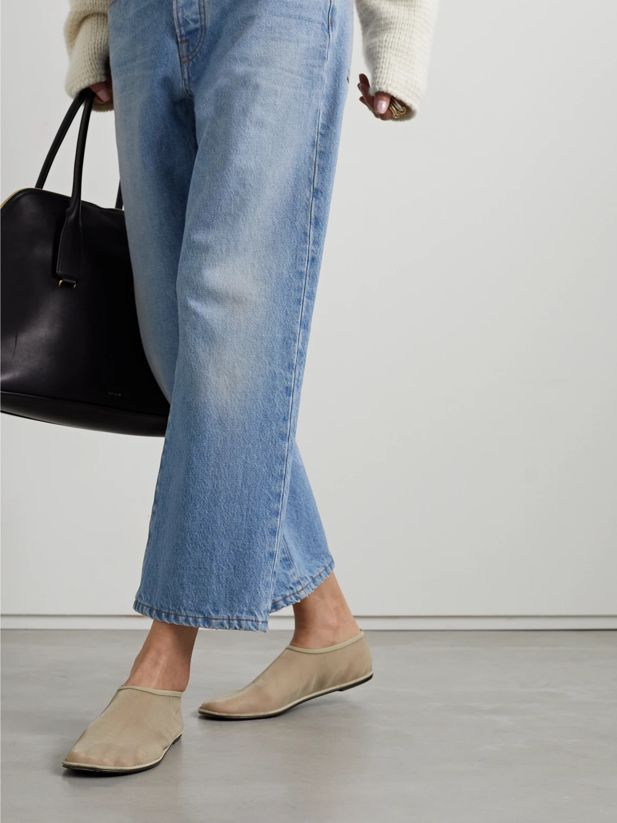 The Row Sock leather-trimmed mesh flats thumbnail